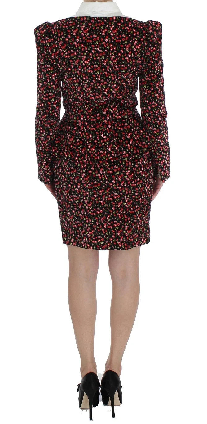 BENCIVENGA Black Multicolor Floral Suit - L - Skirt Suits