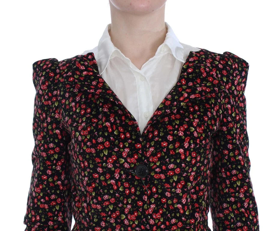 BENCIVENGA Black Multicolor Floral Suit - L - Skirt Suits
