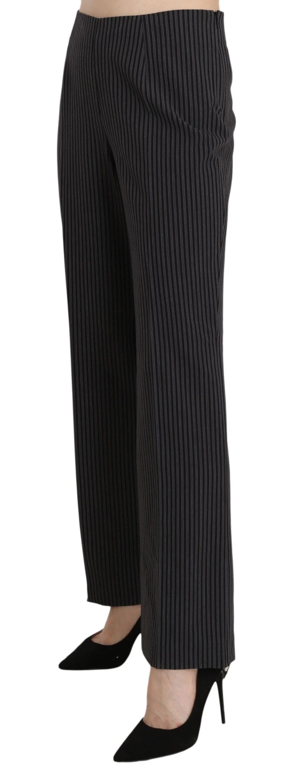 BENCIVENGA Black Striped Cotton Sretch Dress Trousers Pants - IT42|M - Trousers