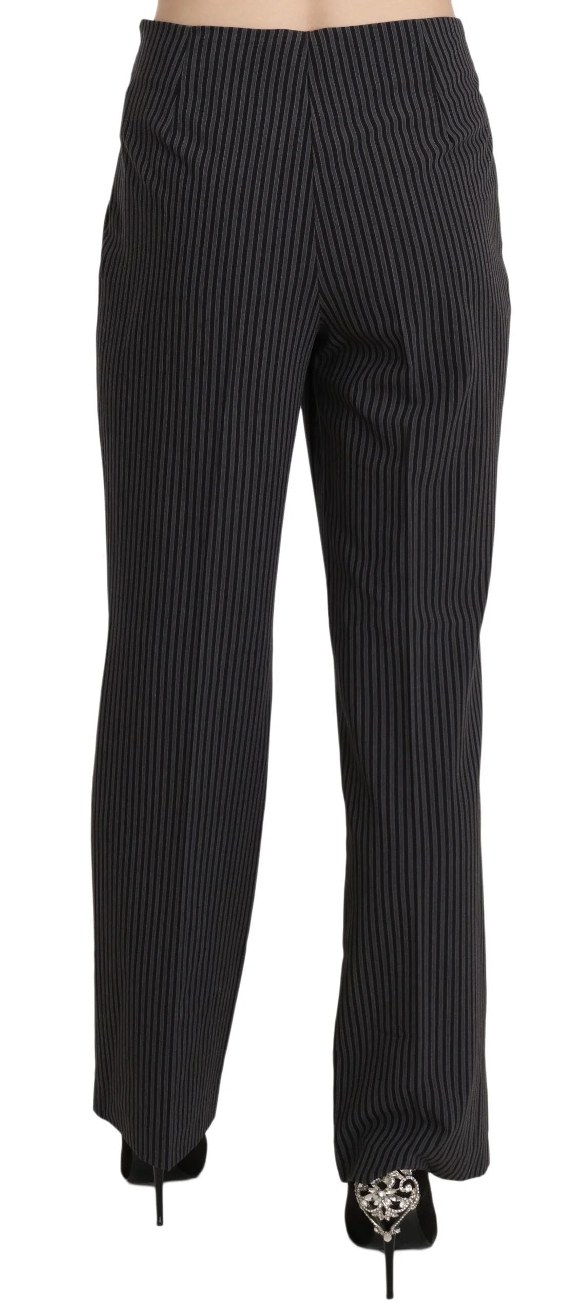 BENCIVENGA Black Striped Cotton Sretch Dress Trousers Pants - IT42|M - Trousers
