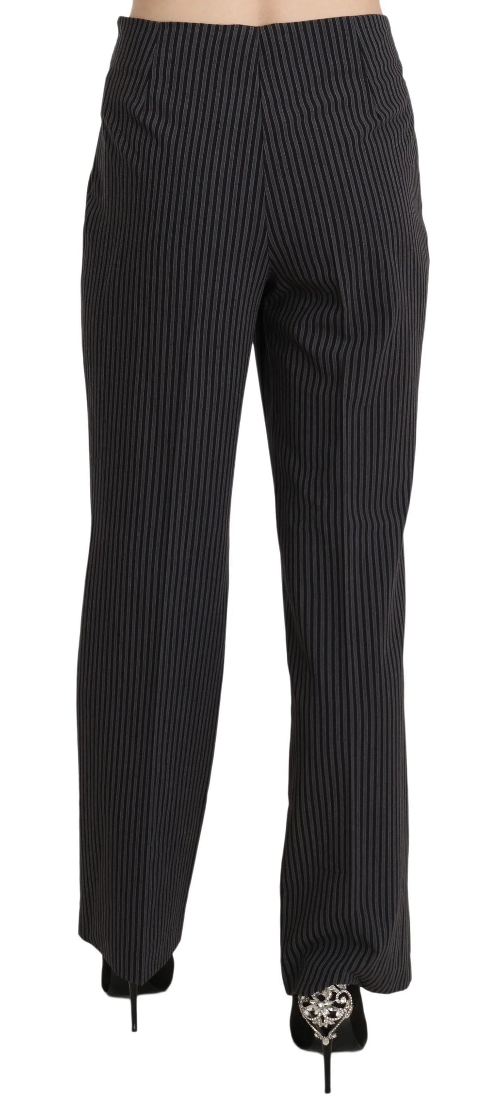 BENCIVENGA Black Striped Cotton Sretch Dress Trousers Pants - IT42|M - Trousers