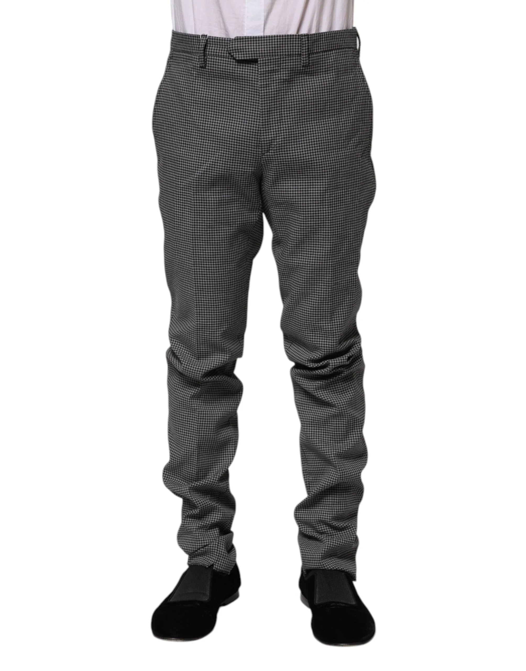 BENCIVENGA Black White Checkered Tapered Dress Pants - IT46 | S - Trousers