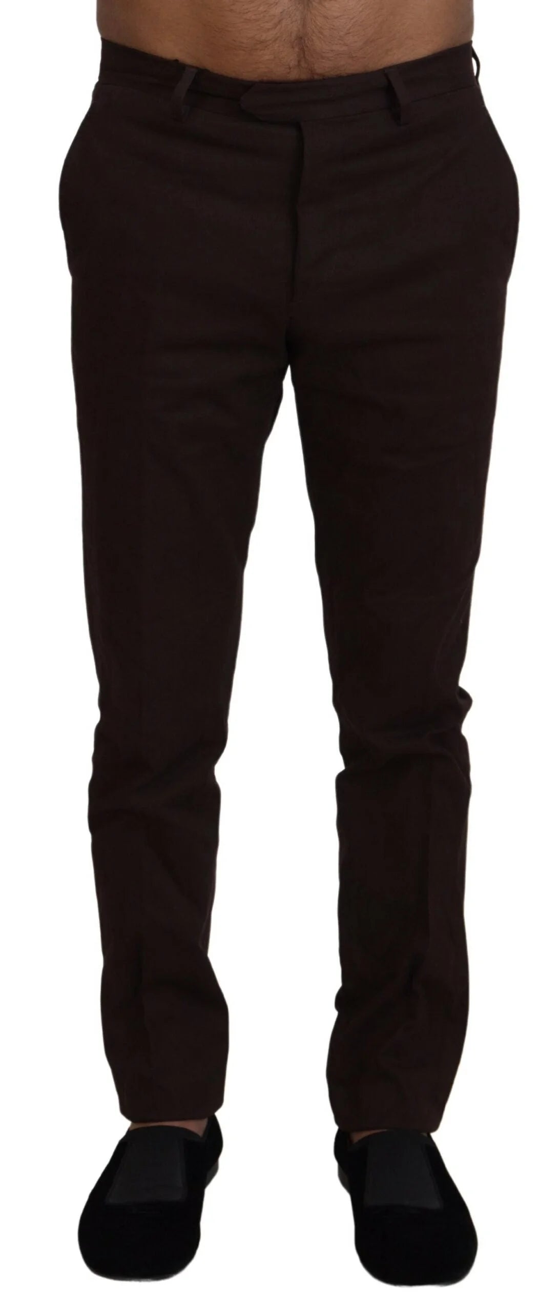 BENCIVENGA Brown Cotton Tapered Formal Men Pants - IT48 | M
