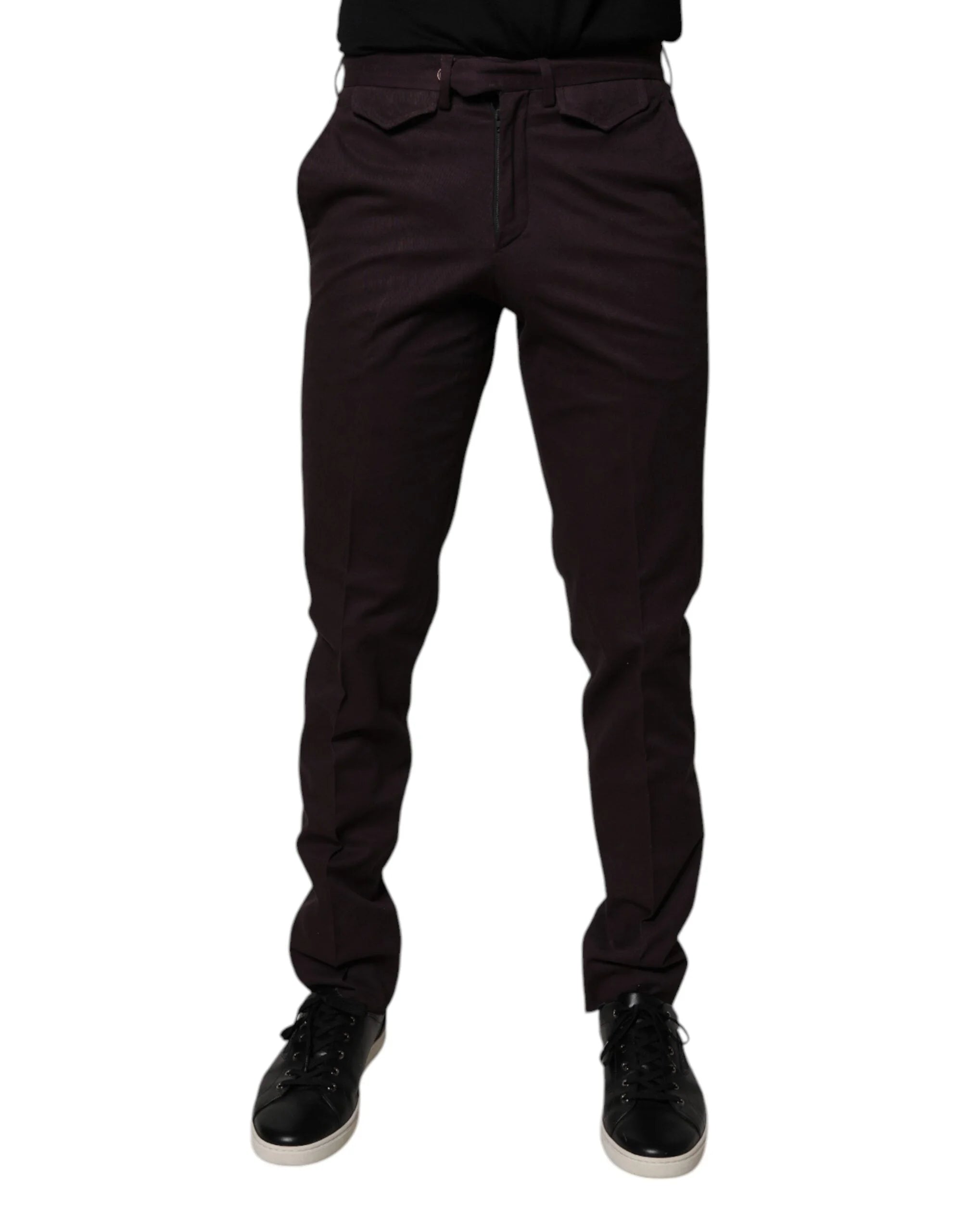 BENCIVENGA Brown Pure Cotton Slim Fit Men Dress Pants - IT46 | S - Trousers