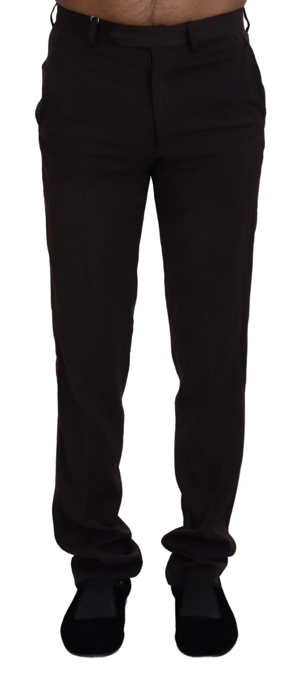 BENCIVENGA Brown Straight Fit Formal Men Pants - IT46 | S - Trousers