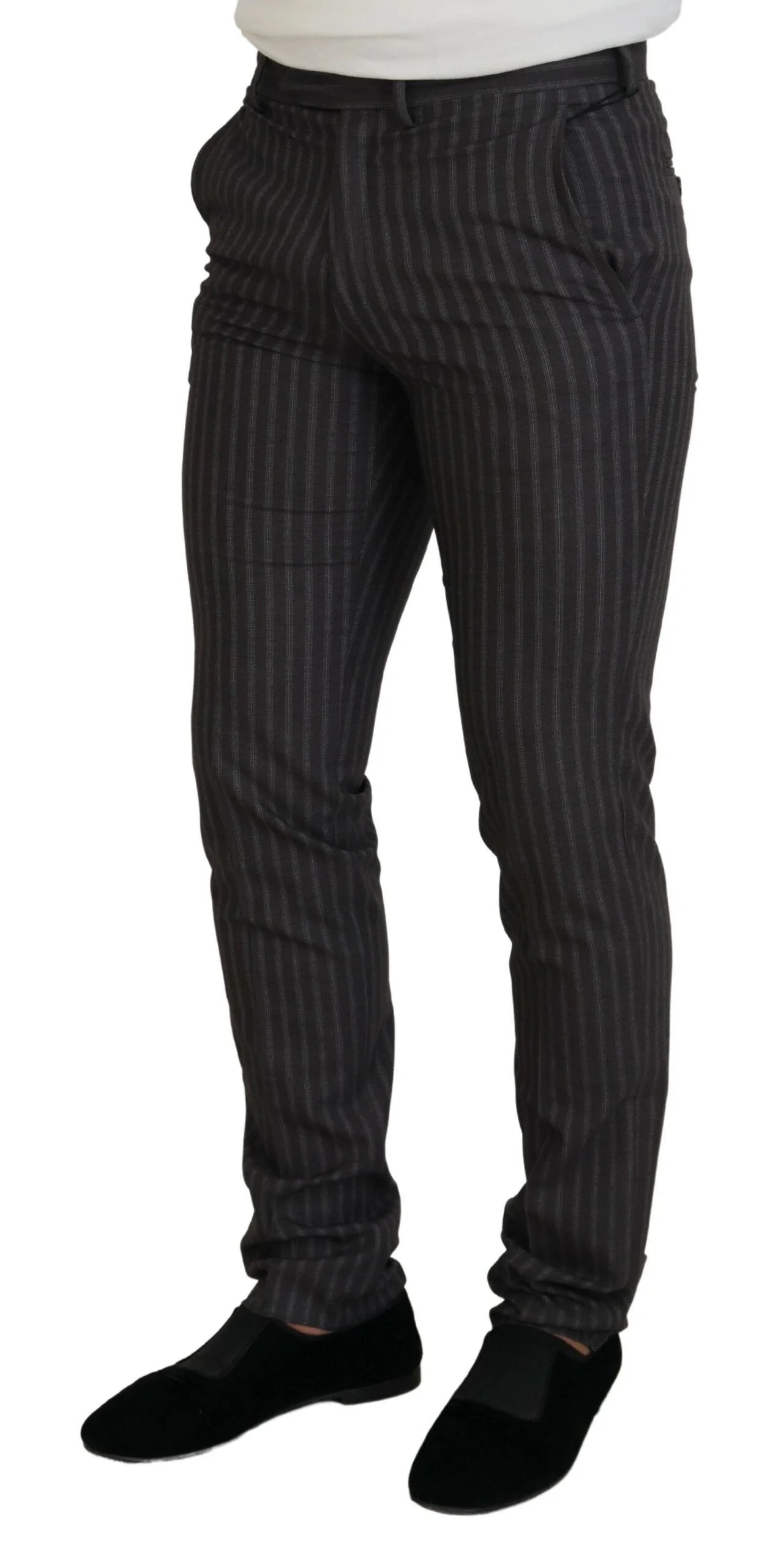 BENCIVENGA Brown Stripes Slim Fit Men Pants - Trousers