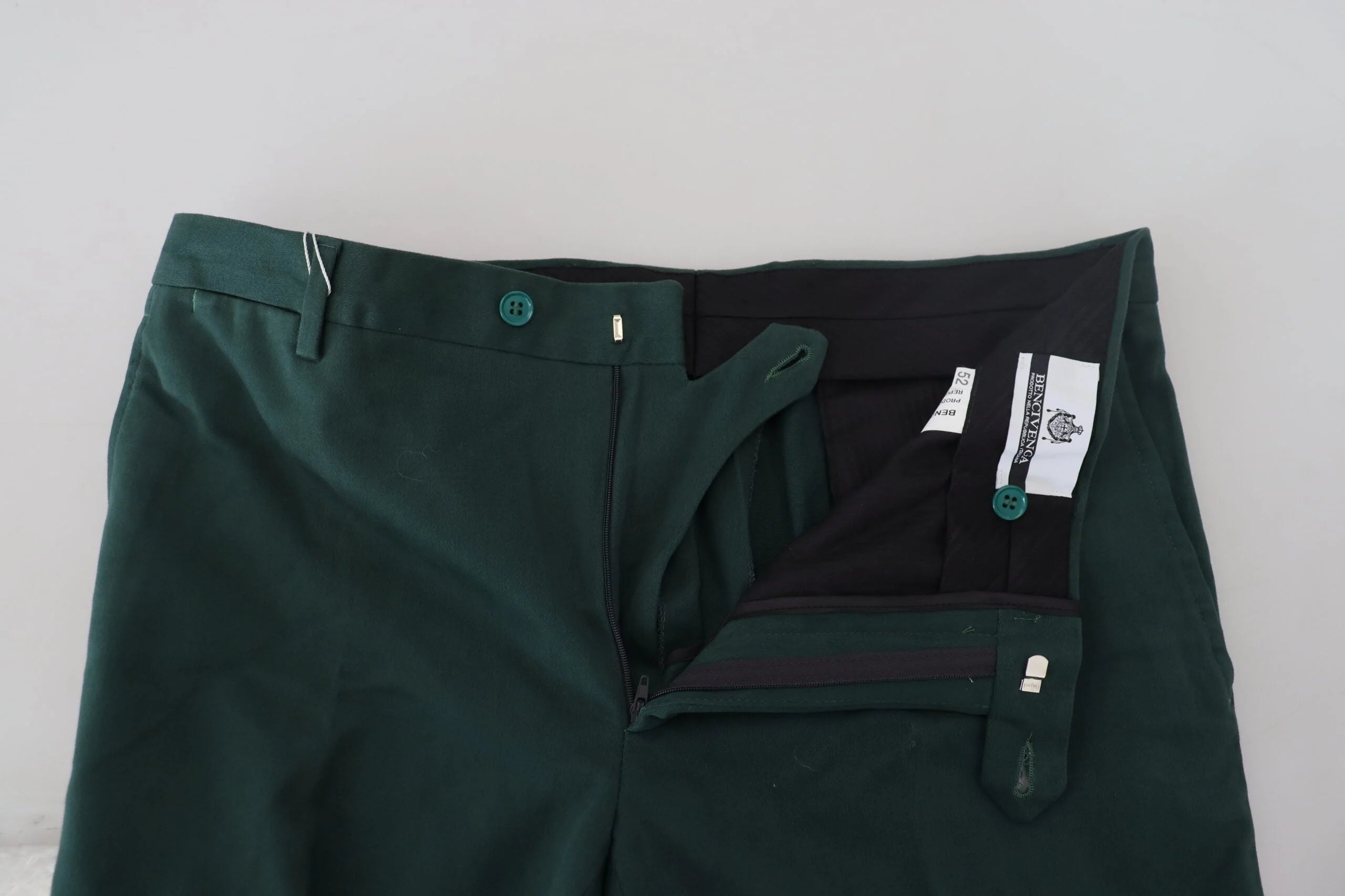 BENCIVENGA Dark Green Cotton Skinny Men Pants - IT46 | S - Chinos