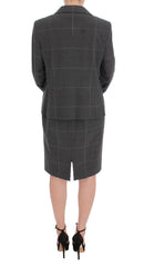 BENCIVENGA Gray Checkered Cotton Blazer Dress Set Suit - IT50 | XXL - Pant Suits