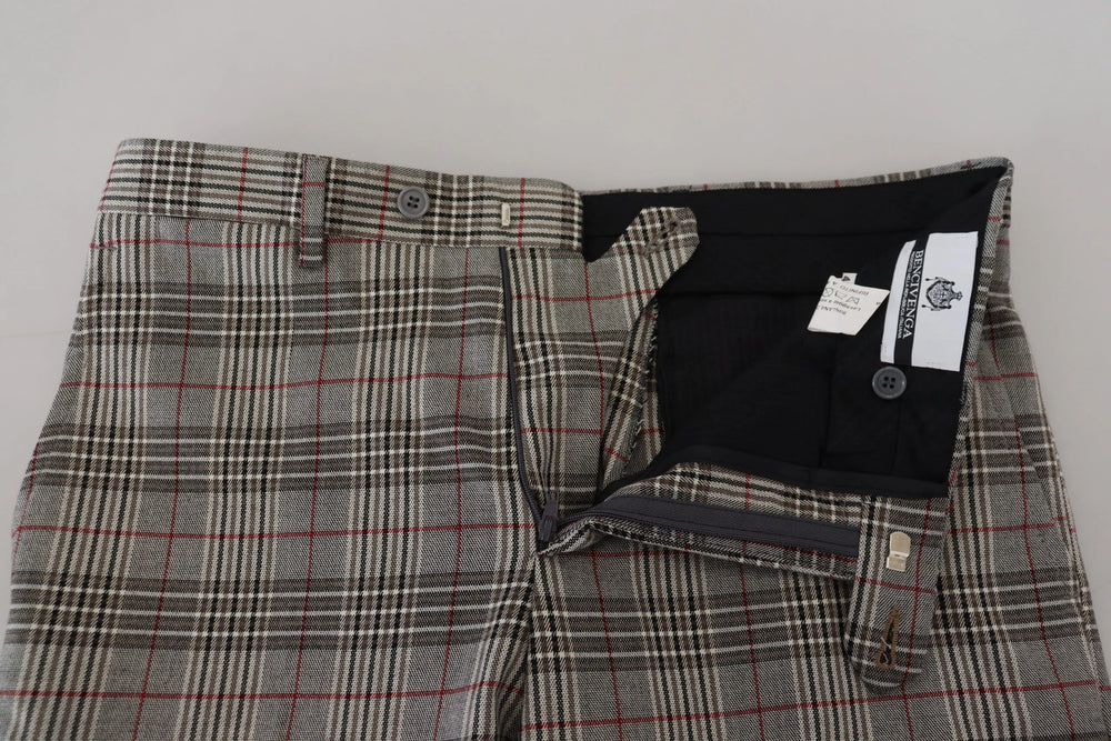 BENCIVENGA Gray Checkered Skinny Men Pants - IT46 | S - Trousers