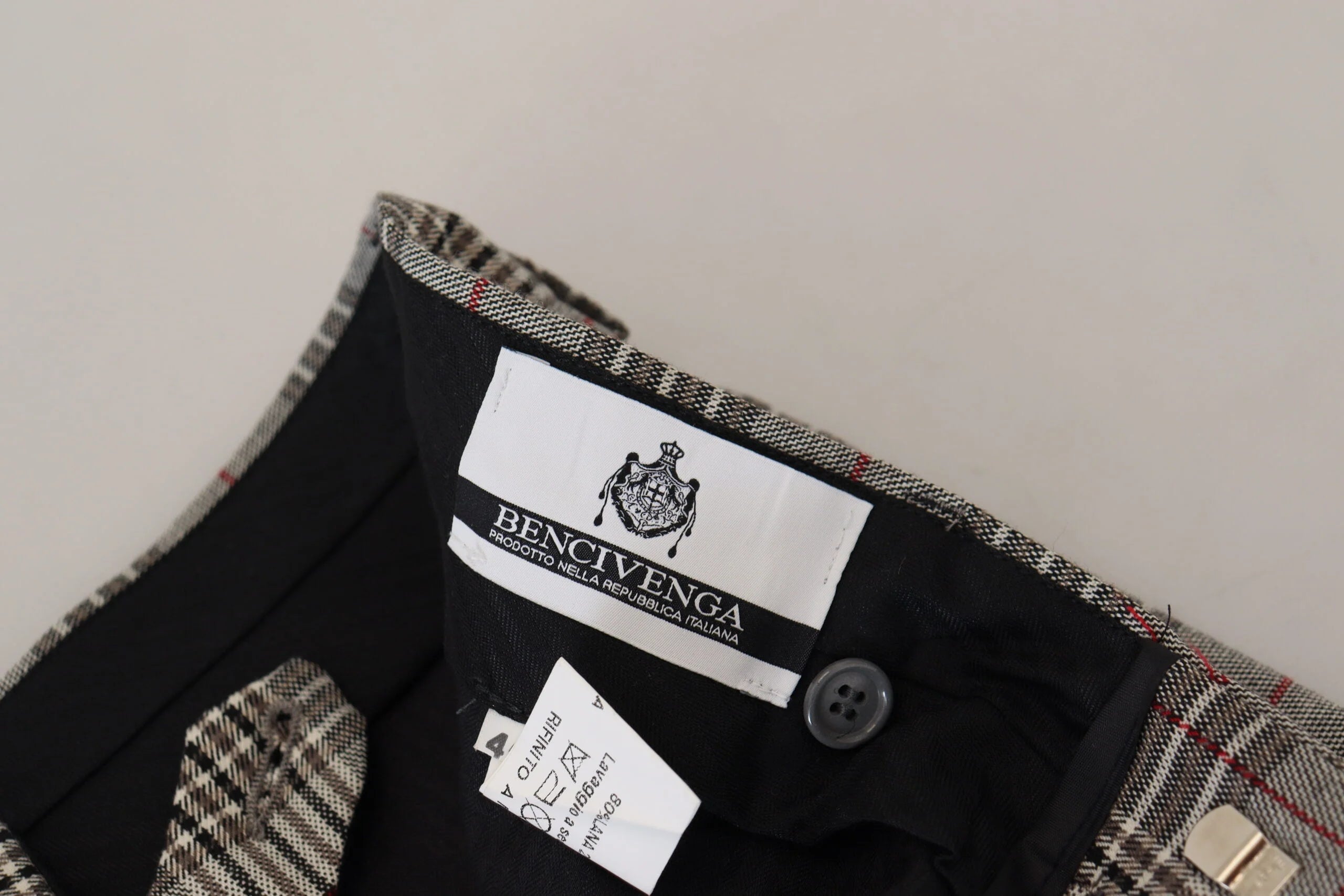 BENCIVENGA Gray Checkered Skinny Men Pants - IT46 | S - Trousers