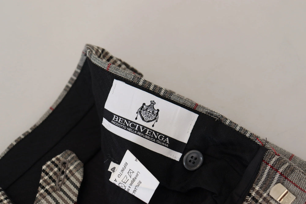 BENCIVENGA Gray Checkered Skinny Men Pants - IT46 | S - Trousers