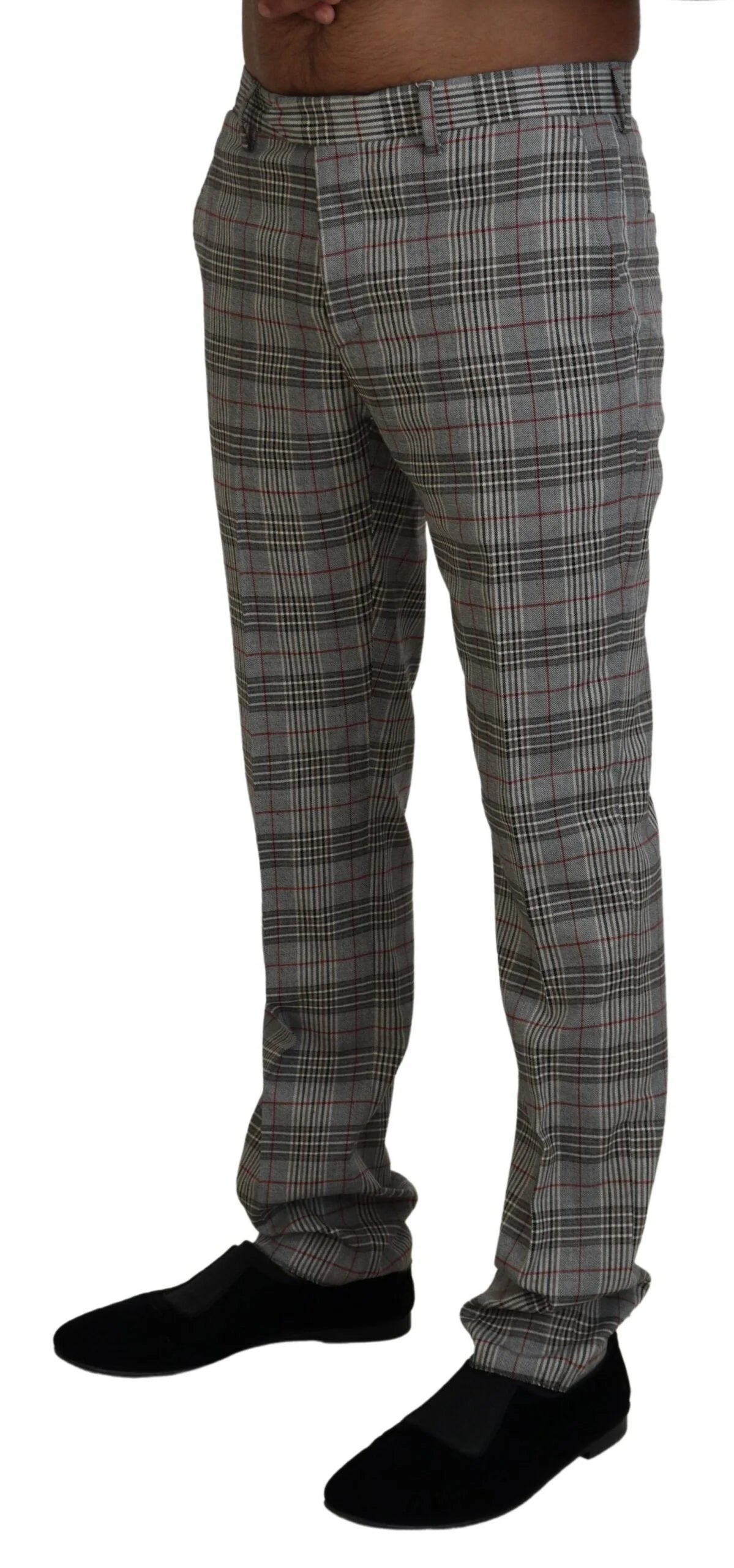 BENCIVENGA Gray Checkered Skinny Men Pants - IT46 | S - Trousers