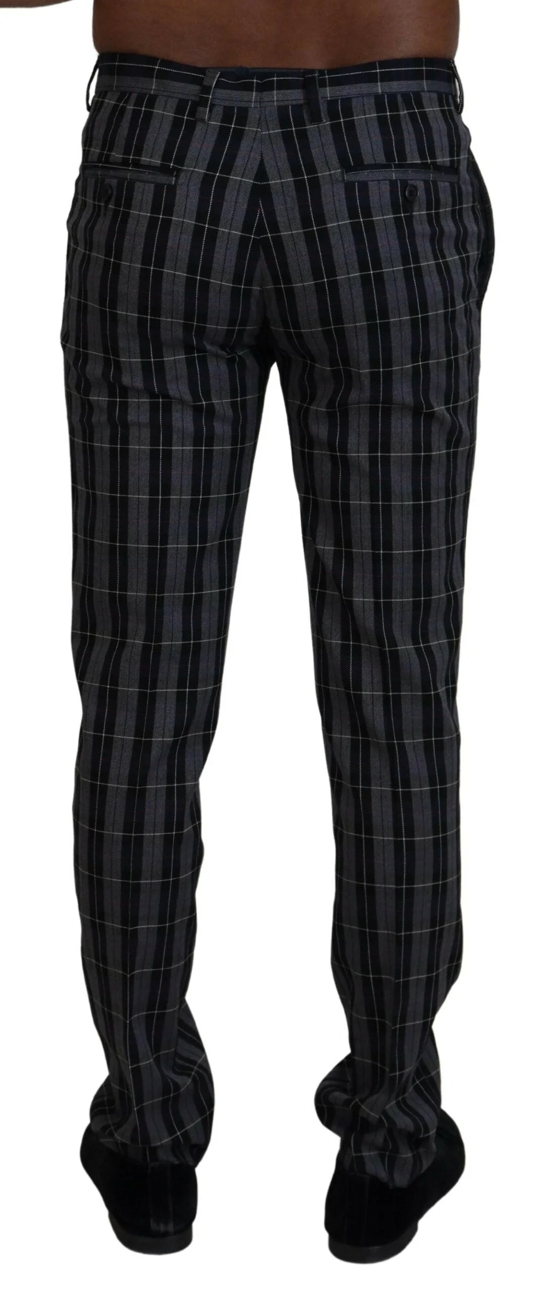 BENCIVENGA Gray Checkered Slim Fit Men Pants - IT46 | S - Chinos
