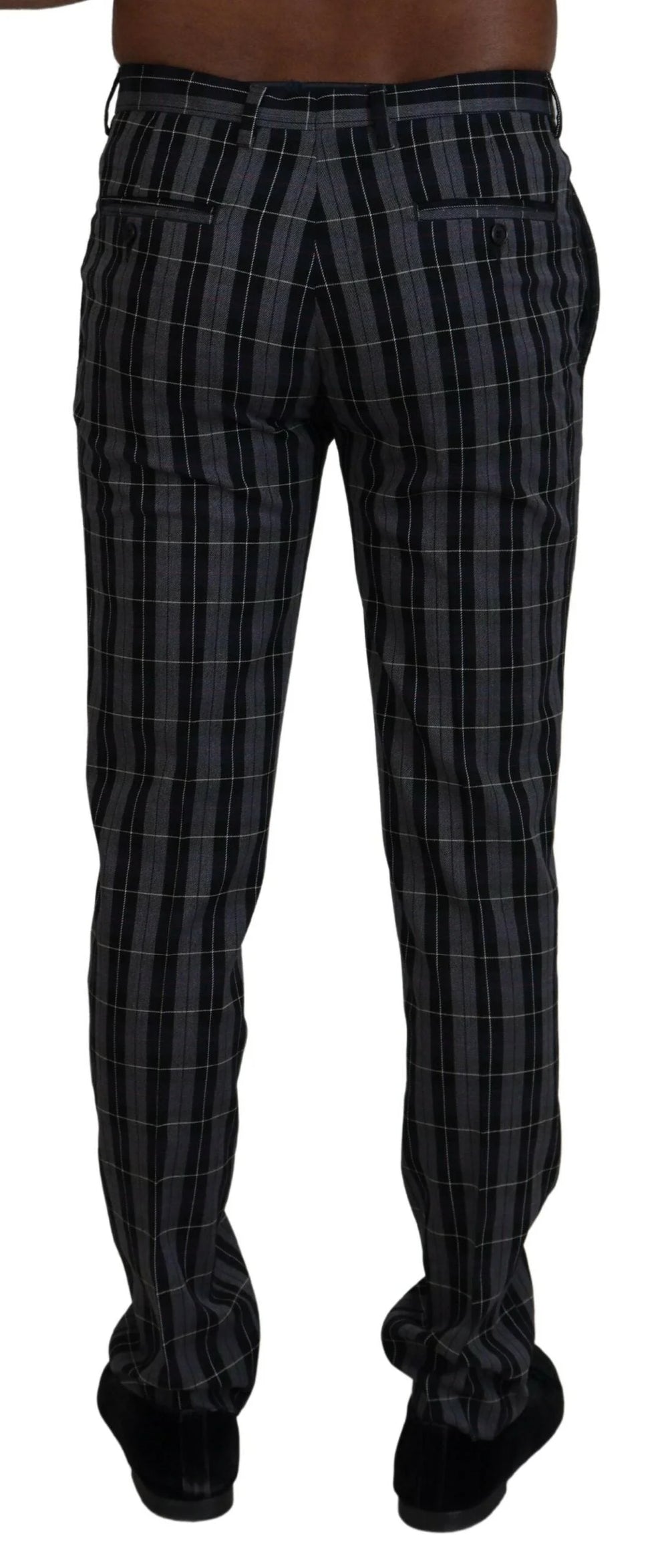 BENCIVENGA Gray Checkered Slim Fit Men Pants - IT46 | S - Chinos
