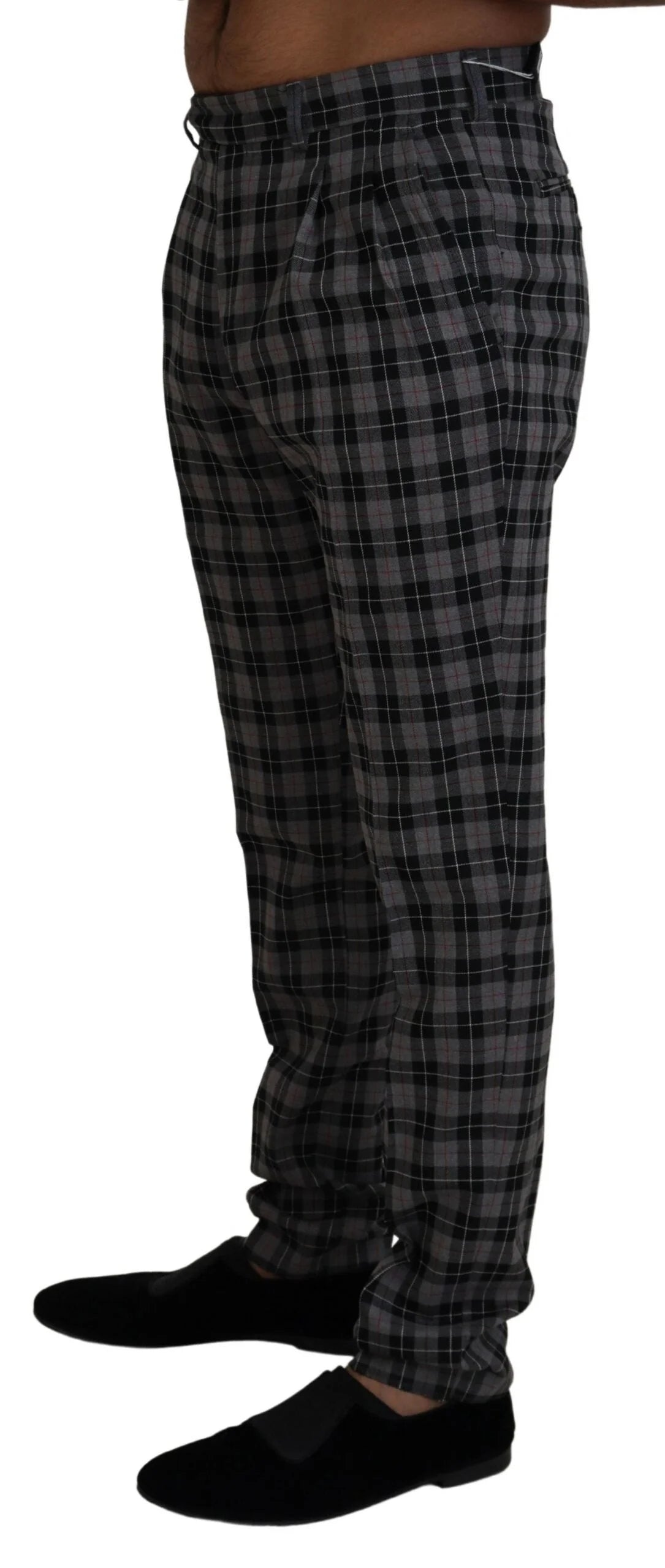 BENCIVENGA Gray Checkered Slim Fit Men Pants - IT46 | S - Chinos