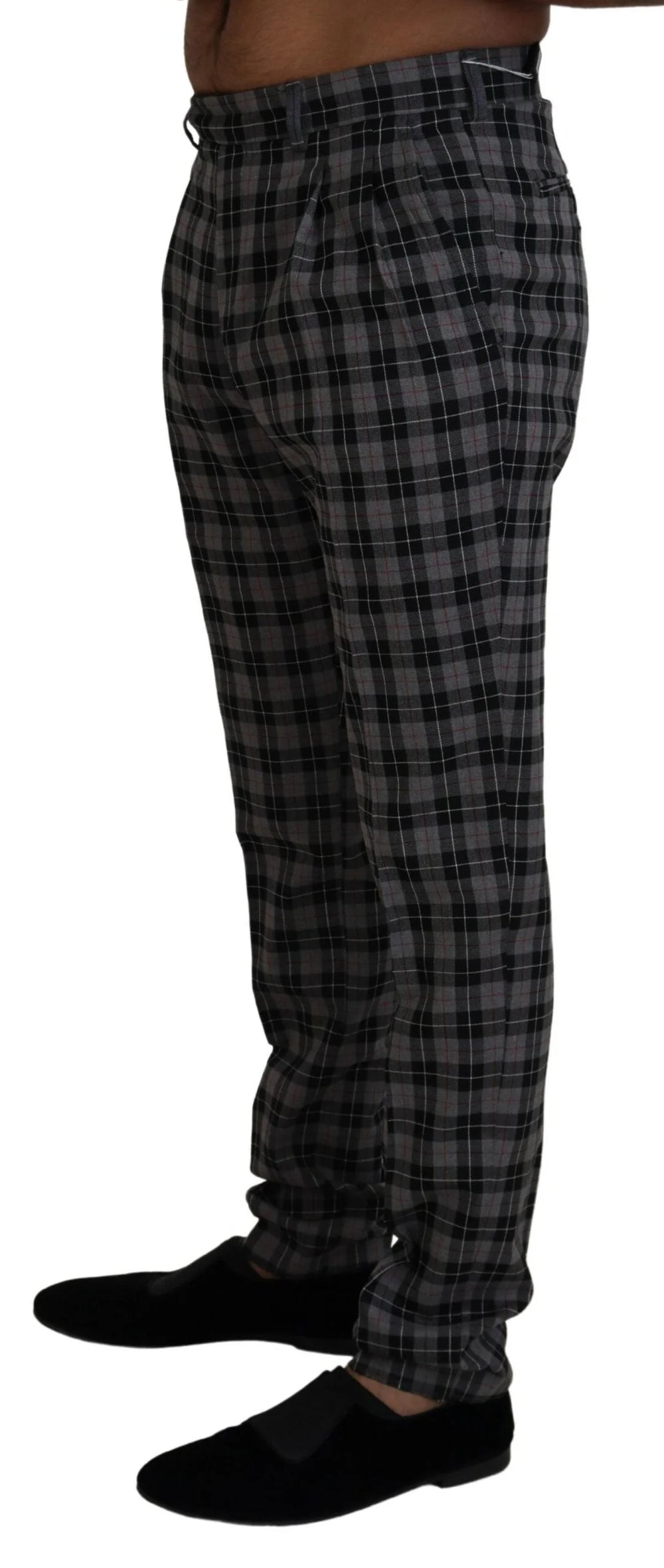 BENCIVENGA Gray Checkered Slim Fit Men Pants - IT46 | S - Chinos