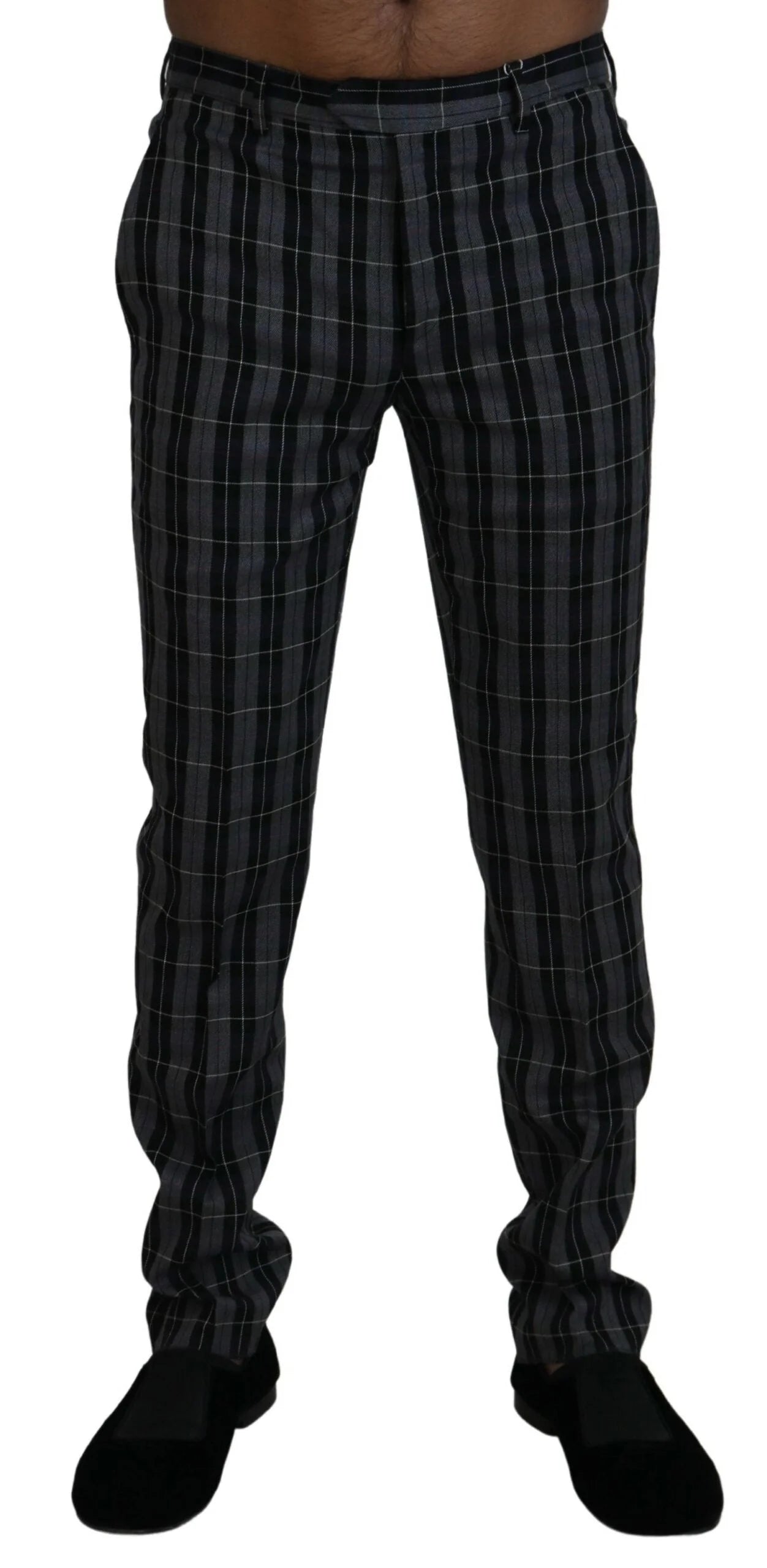 BENCIVENGA Gray Checkered Slim Fit Men Pants - IT46 | S - Chinos