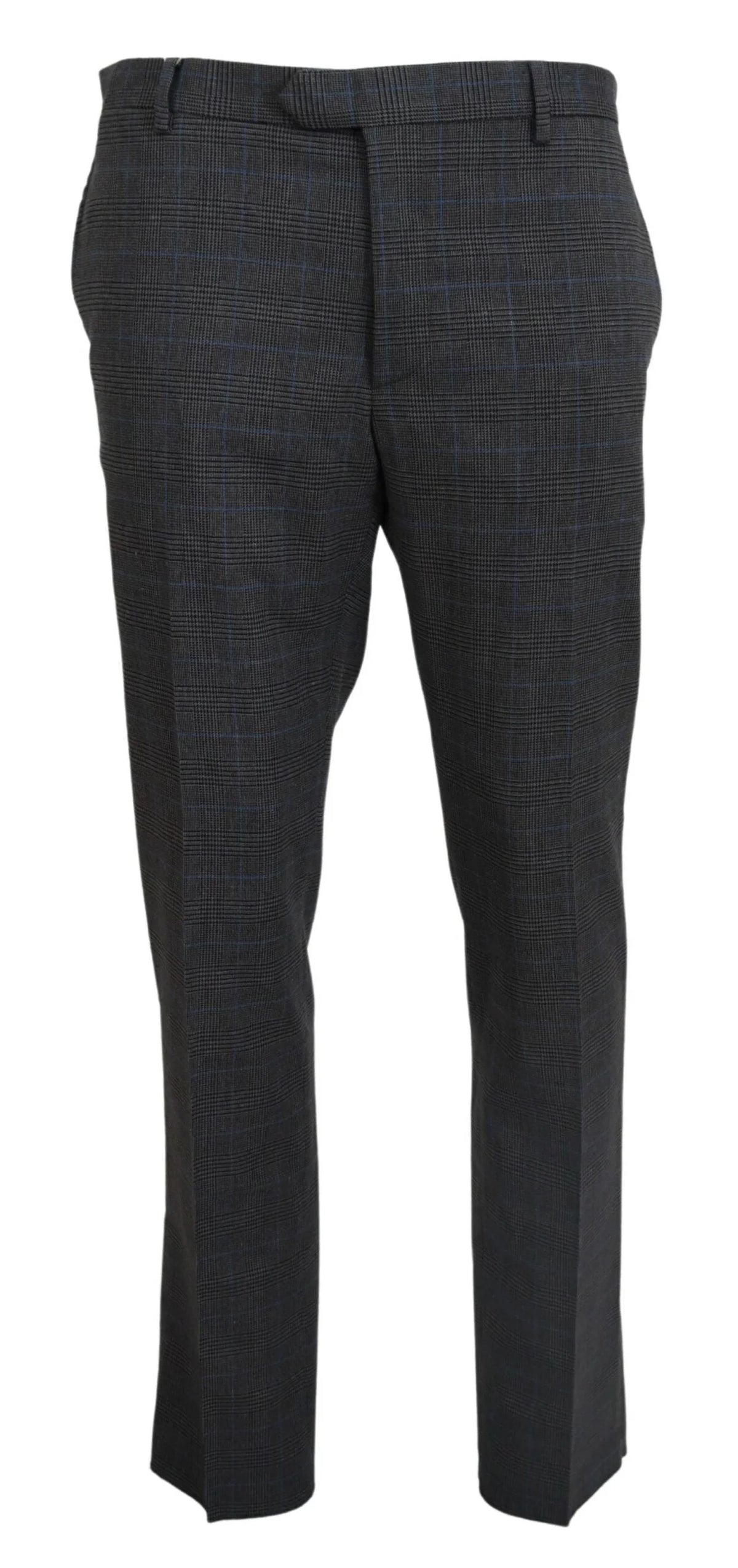 BENCIVENGA Gray Checkered Wool Dress Formal Pants - IT54 | XL - Trousers