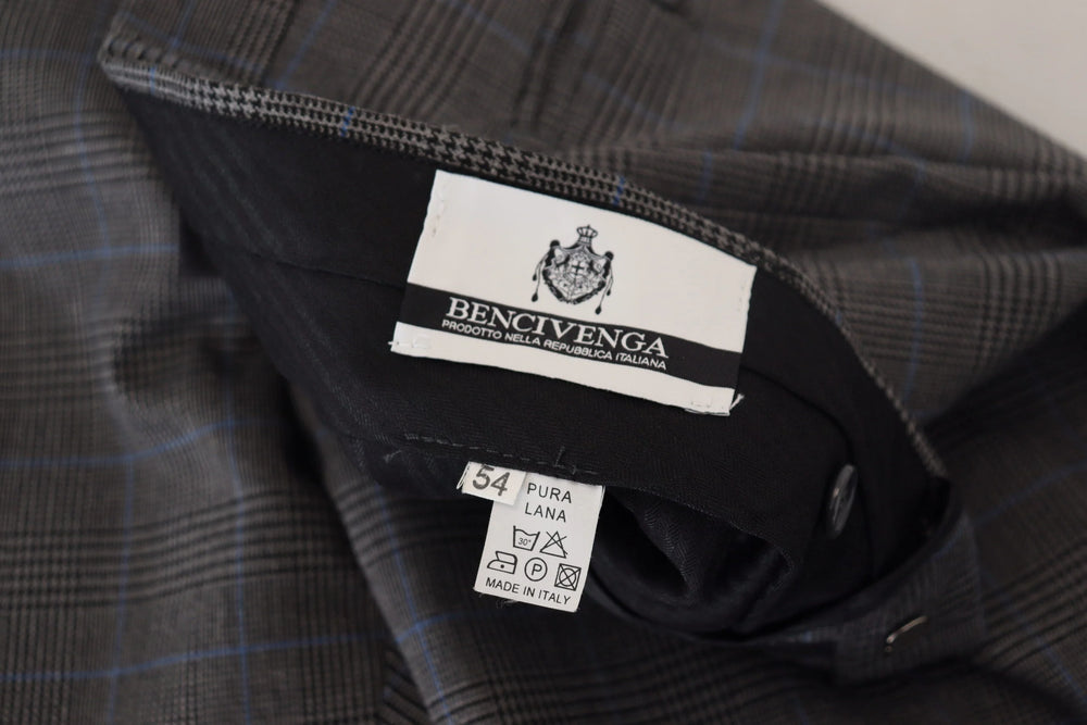 BENCIVENGA Gray Checkered Wool Dress Formal Pants - IT54 | XL - Trousers