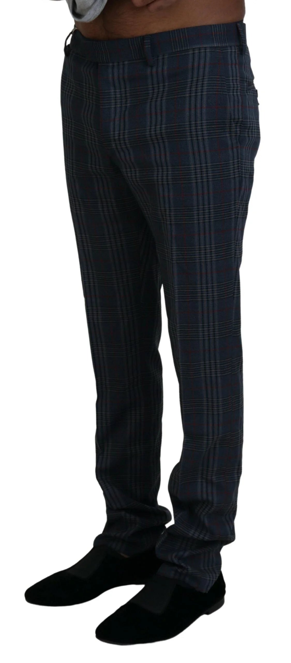 BENCIVENGA Gray Pure Wool Men Checkered Pants - IT46 | S - Trousers