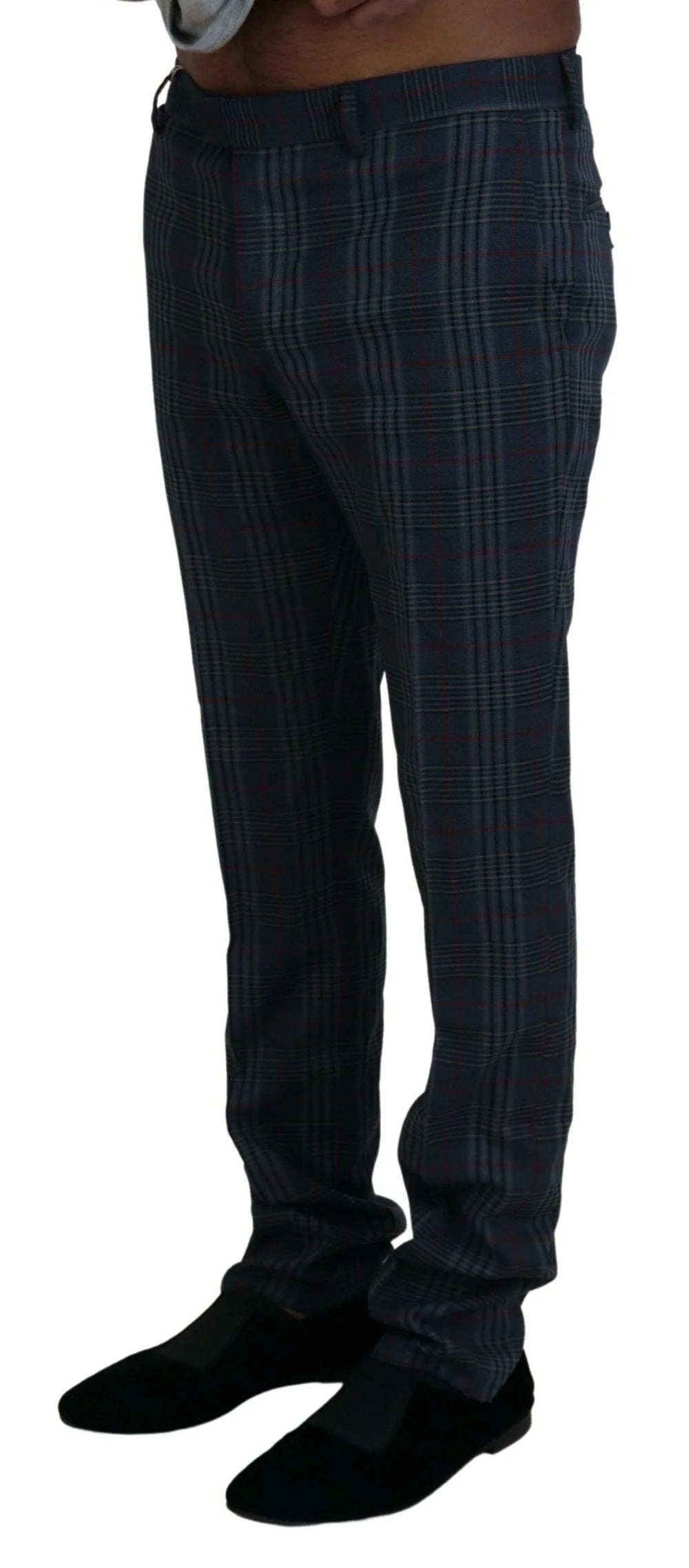 BENCIVENGA Gray Pure Wool Men Checkered Pants - IT46 | S - Trousers
