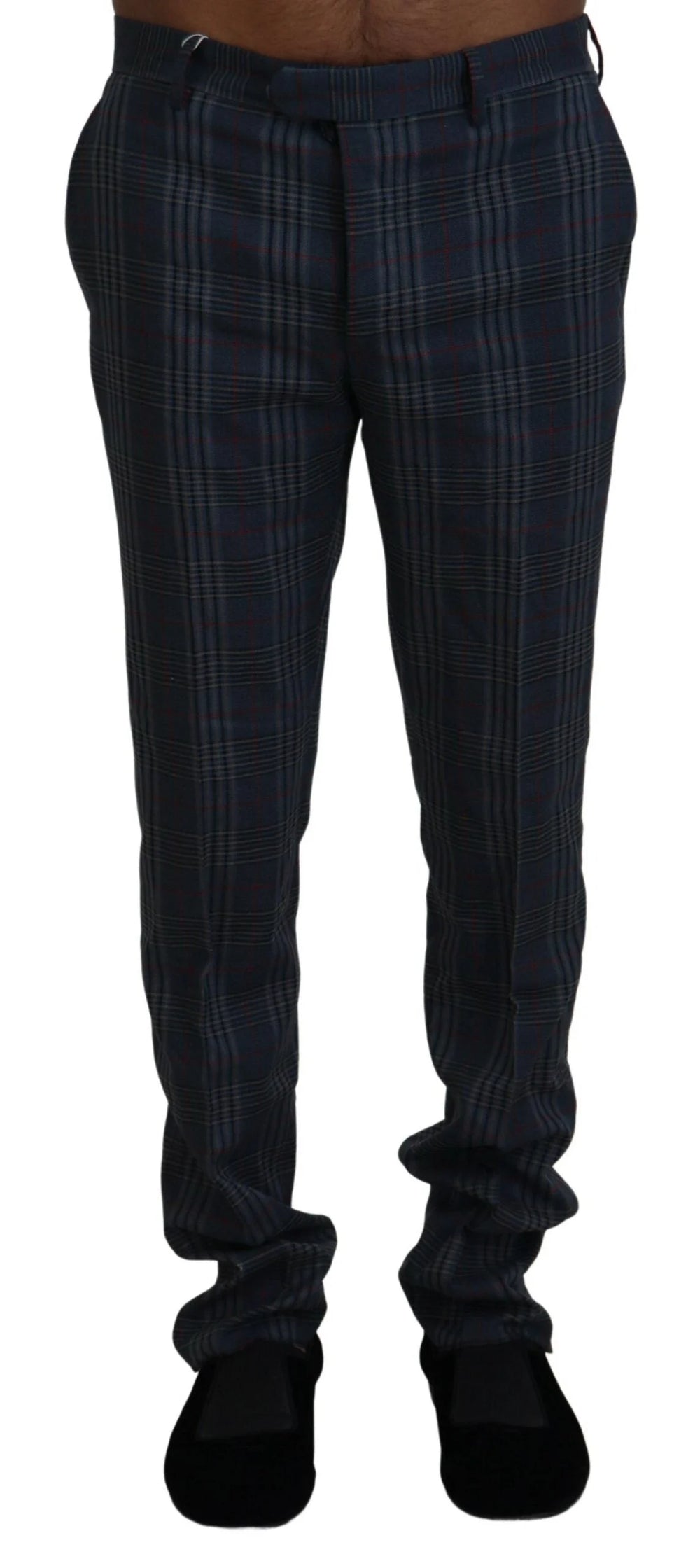 BENCIVENGA Gray Pure Wool Men Checkered Pants - IT46 | S - Trousers
