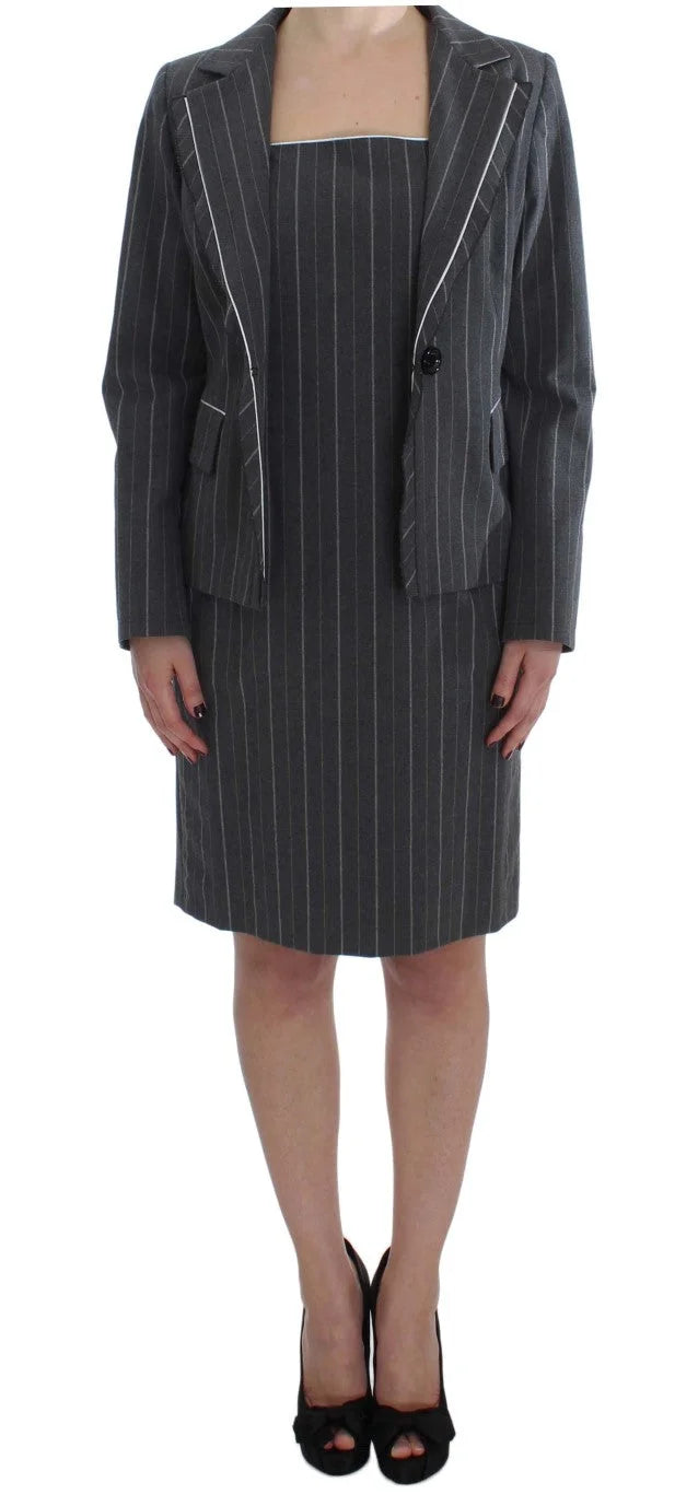 BENCIVENGA Gray Stretch Suit Sheath Dress & Blazer Set - Pant Suits