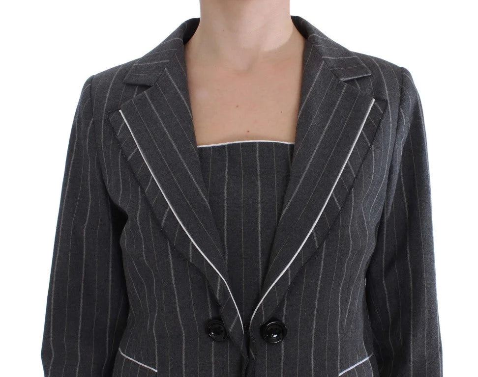 BENCIVENGA Gray Stretch Suit Sheath Dress & Blazer Set - Pant Suits