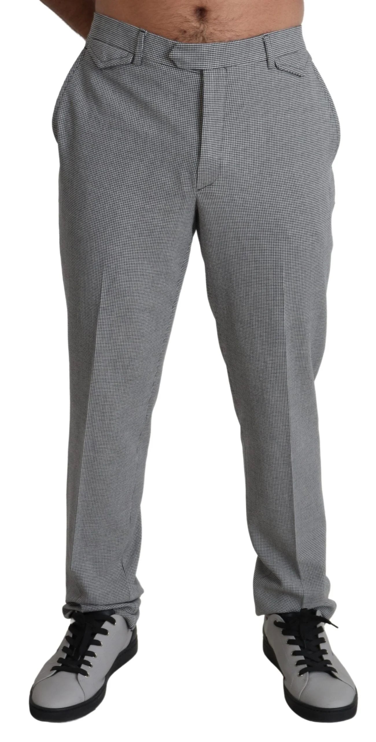 BENCIVENGA Gray Wool Checkered Dress Men Formal Trouser Pants - IT52 | XL - Trousers