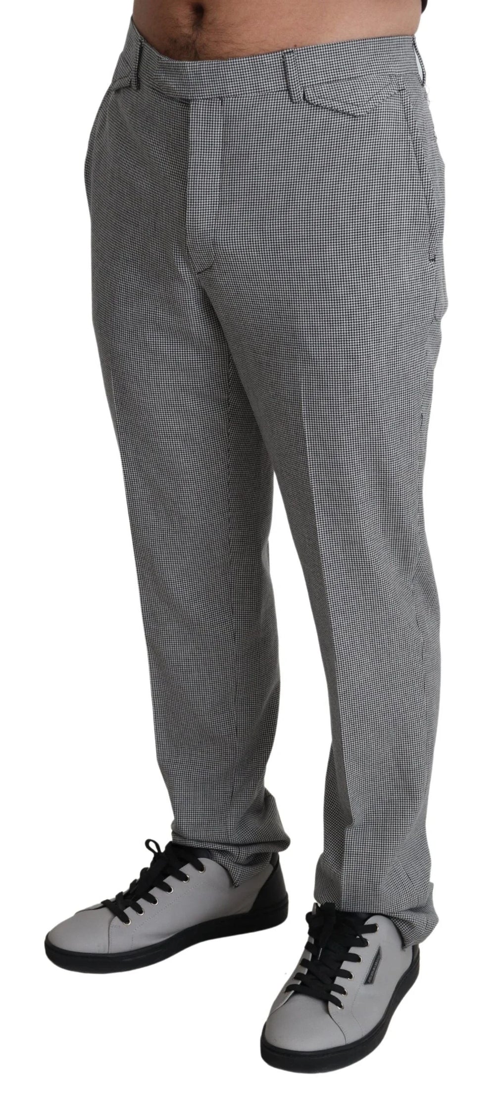 BENCIVENGA Gray Wool Checkered Dress Men Formal Trouser Pants - IT52 | XL - Trousers