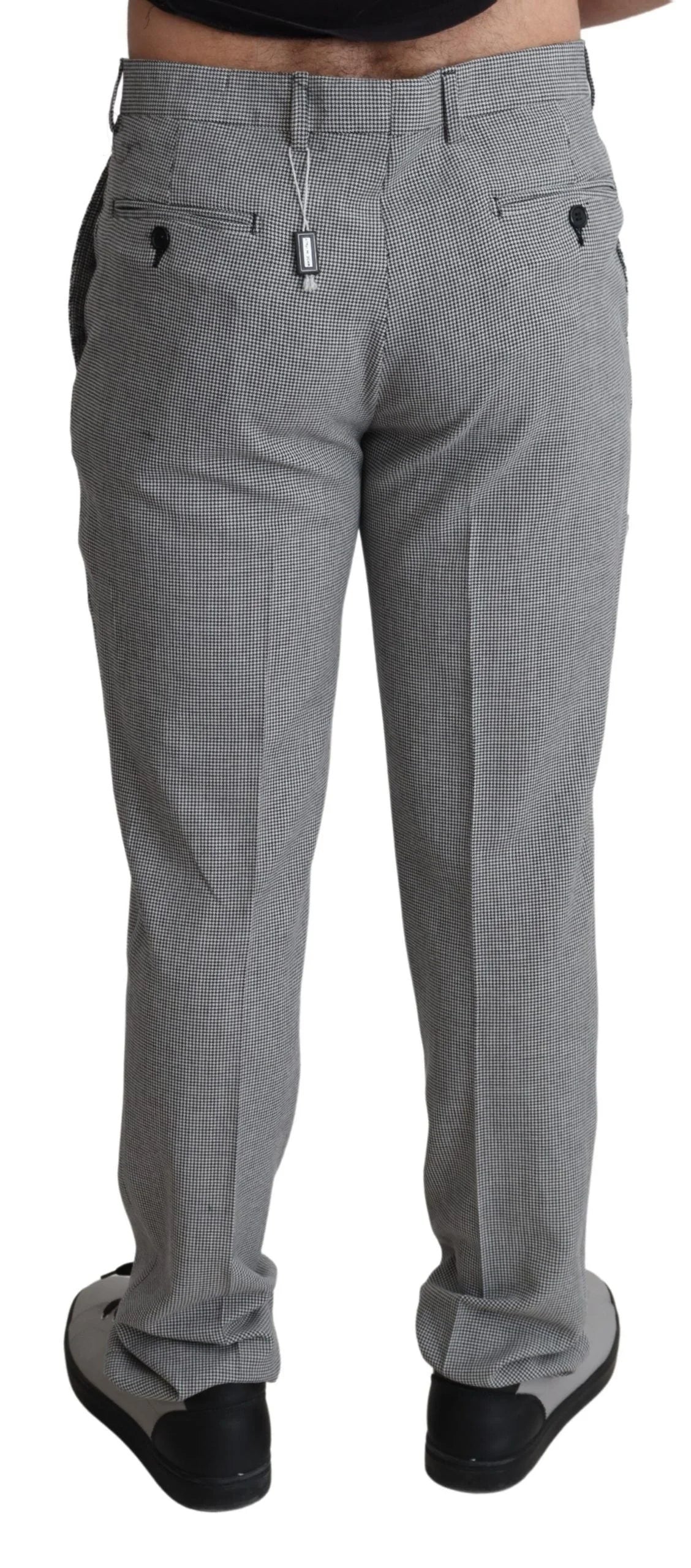 BENCIVENGA Gray Wool Checkered Dress Men Formal Trouser Pants - IT52 | XL - Trousers