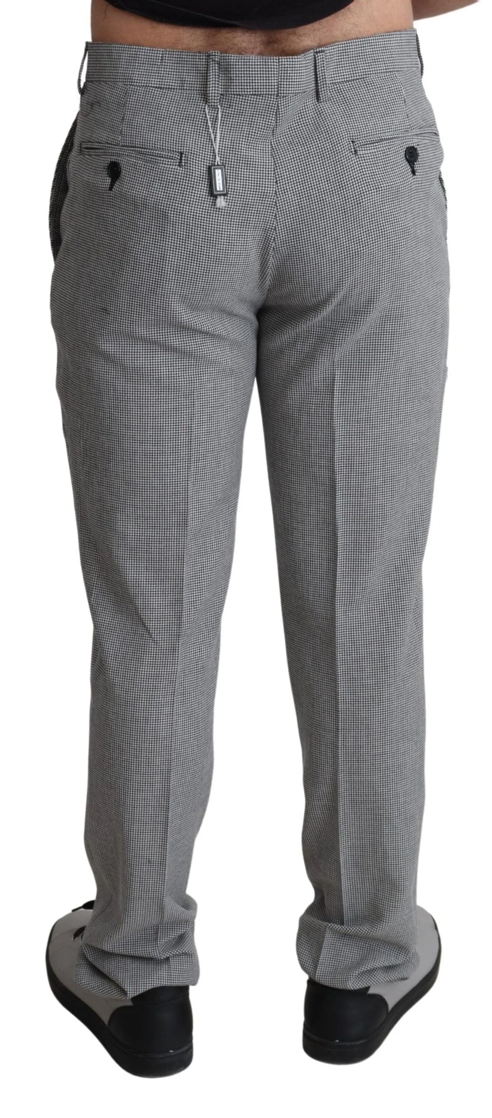BENCIVENGA Gray Wool Checkered Dress Men Formal Trouser Pants - IT52 | XL - Trousers