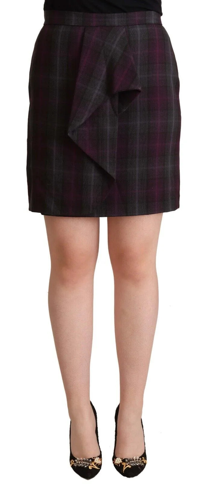 BENCIVENGA Multicolor Checkered Ruffle High Waist Mini Skirt - Skirts