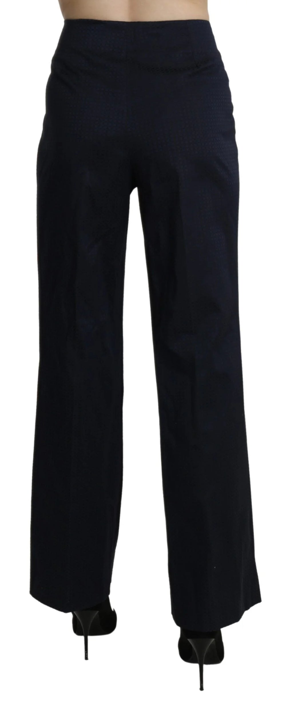 BENCIVENGA Navy Blue High Waist Straight Dress Trouser Pants - IT46|XL - Trousers