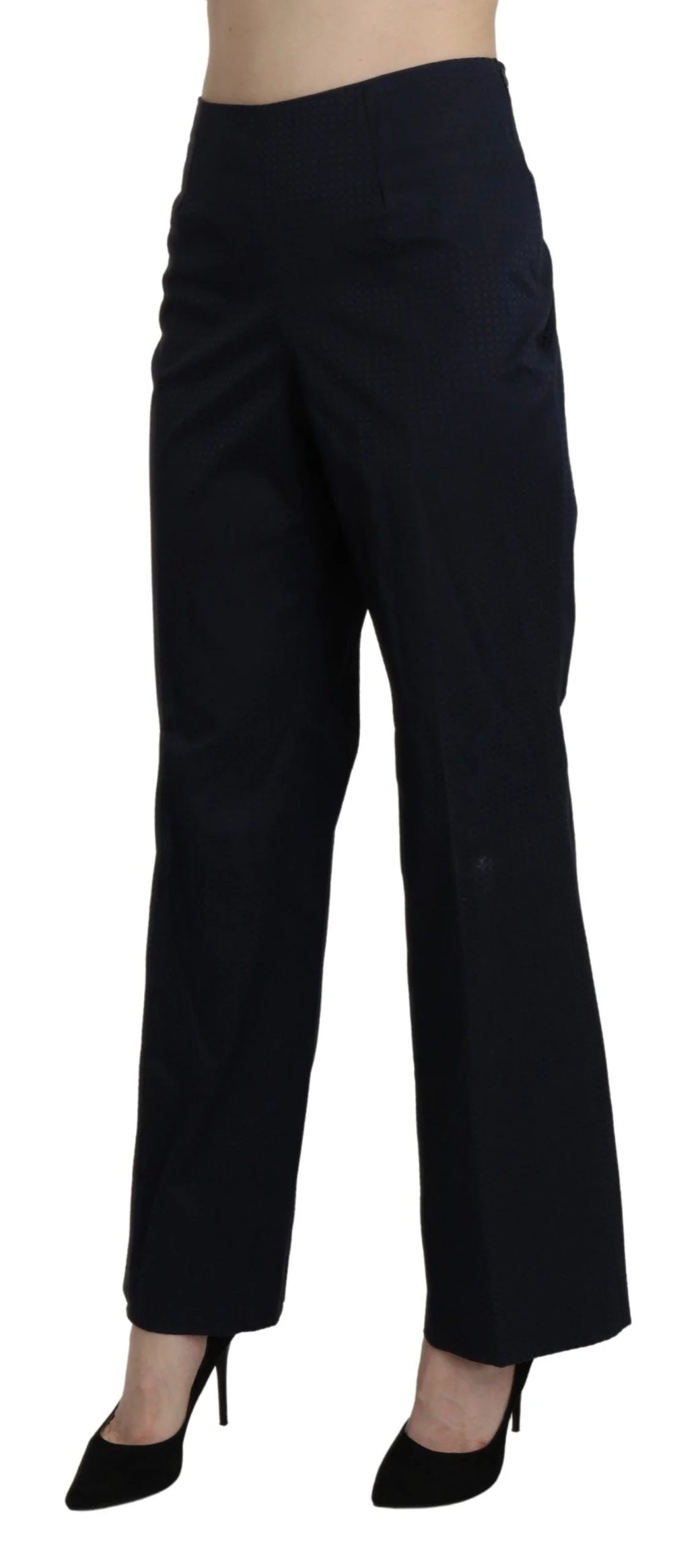 BENCIVENGA Navy Blue High Waist Straight Dress Trouser Pants - IT46|XL - Trousers