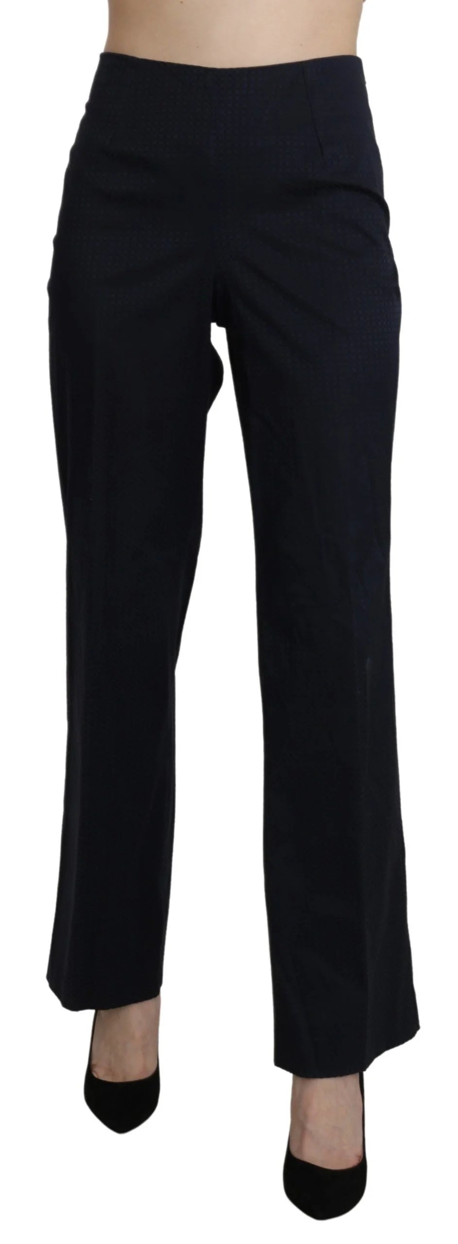 BENCIVENGA Navy Blue High Waist Straight Dress Trouser Pants - IT46|XL - Trousers