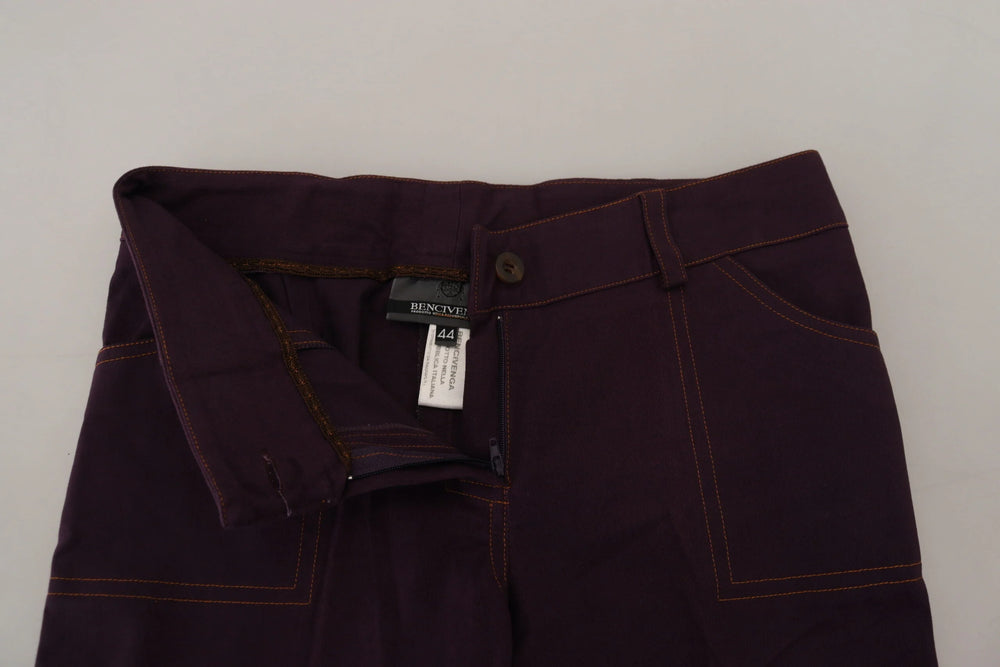BENCIVENGA Purple Cotton Mid Waist Women Tapered Pants - Trousers