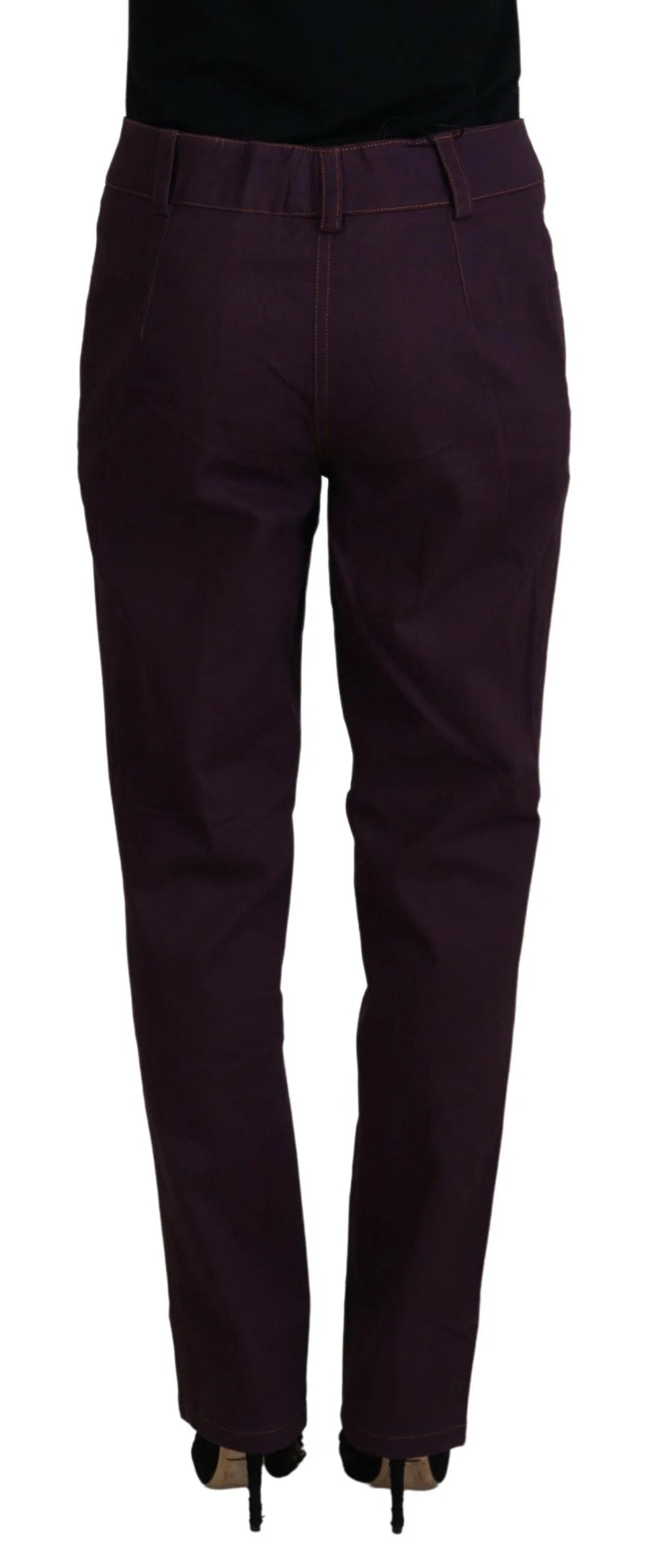 BENCIVENGA Purple Cotton Mid Waist Women Tapered Pants - Trousers