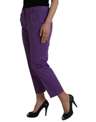 BENCIVENGA Purple Cotton MidWaist Straight Cropped Pants - IT48|XXL - Trousers