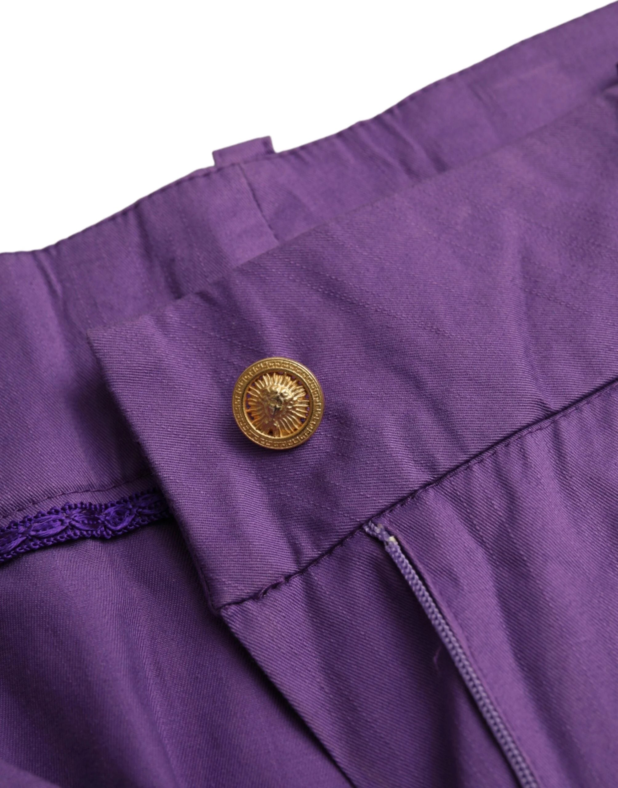 BENCIVENGA Purple Cotton MidWaist Straight Cropped Pants - IT48|XXL - Trousers