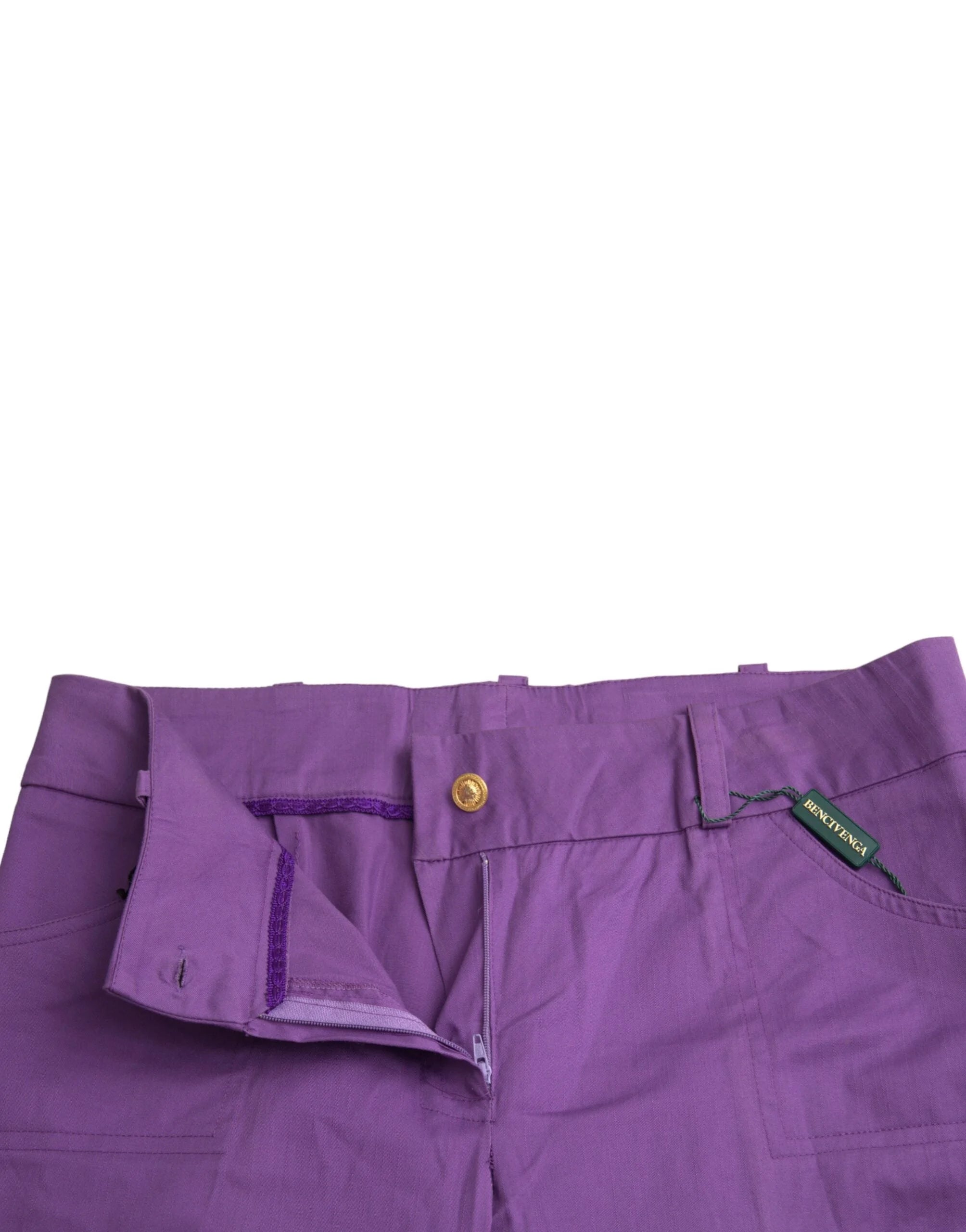 BENCIVENGA Purple Cotton MidWaist Straight Cropped Pants - IT48|XXL - Trousers