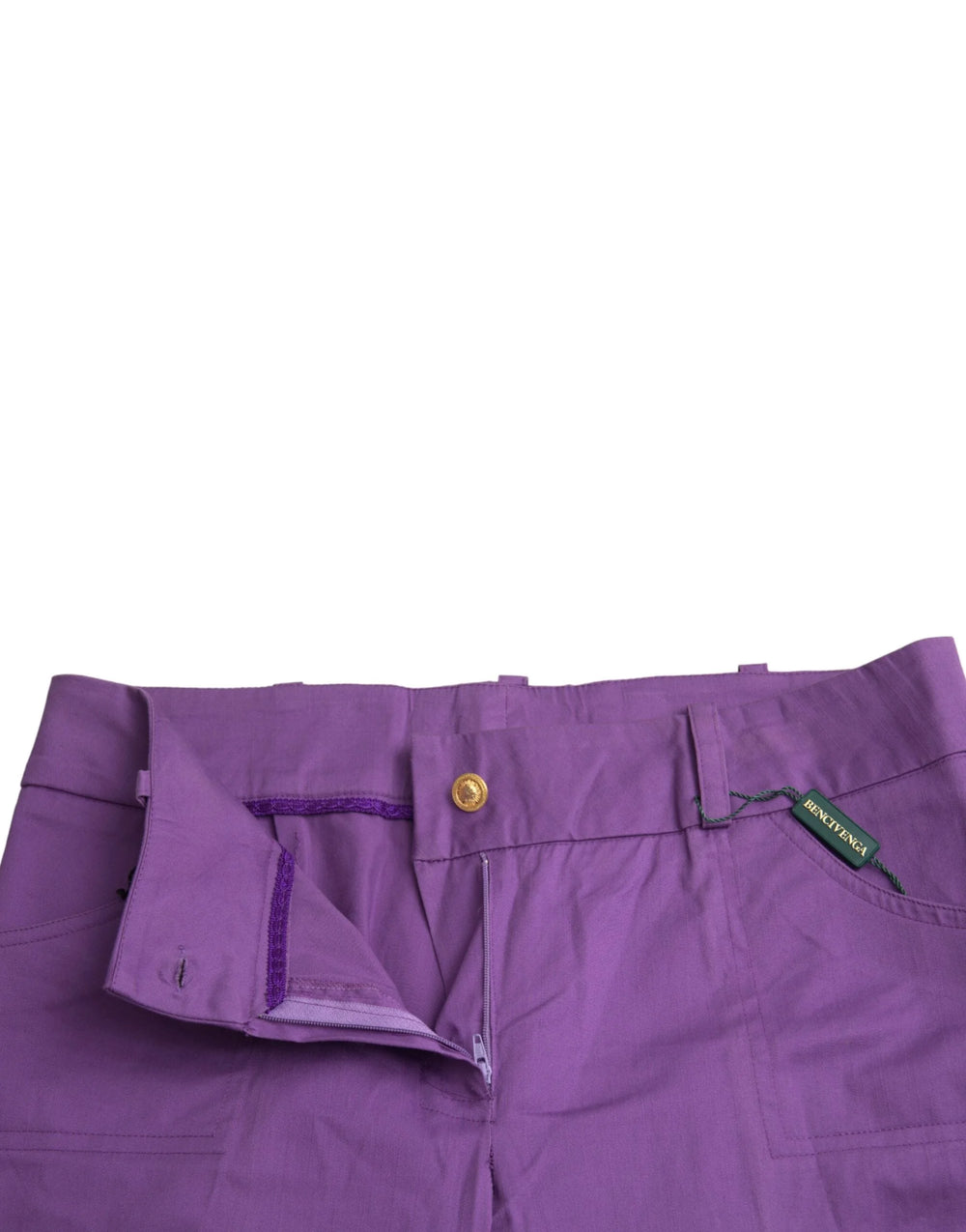 BENCIVENGA Purple Cotton MidWaist Straight Cropped Pants - IT48|XXL - Trousers