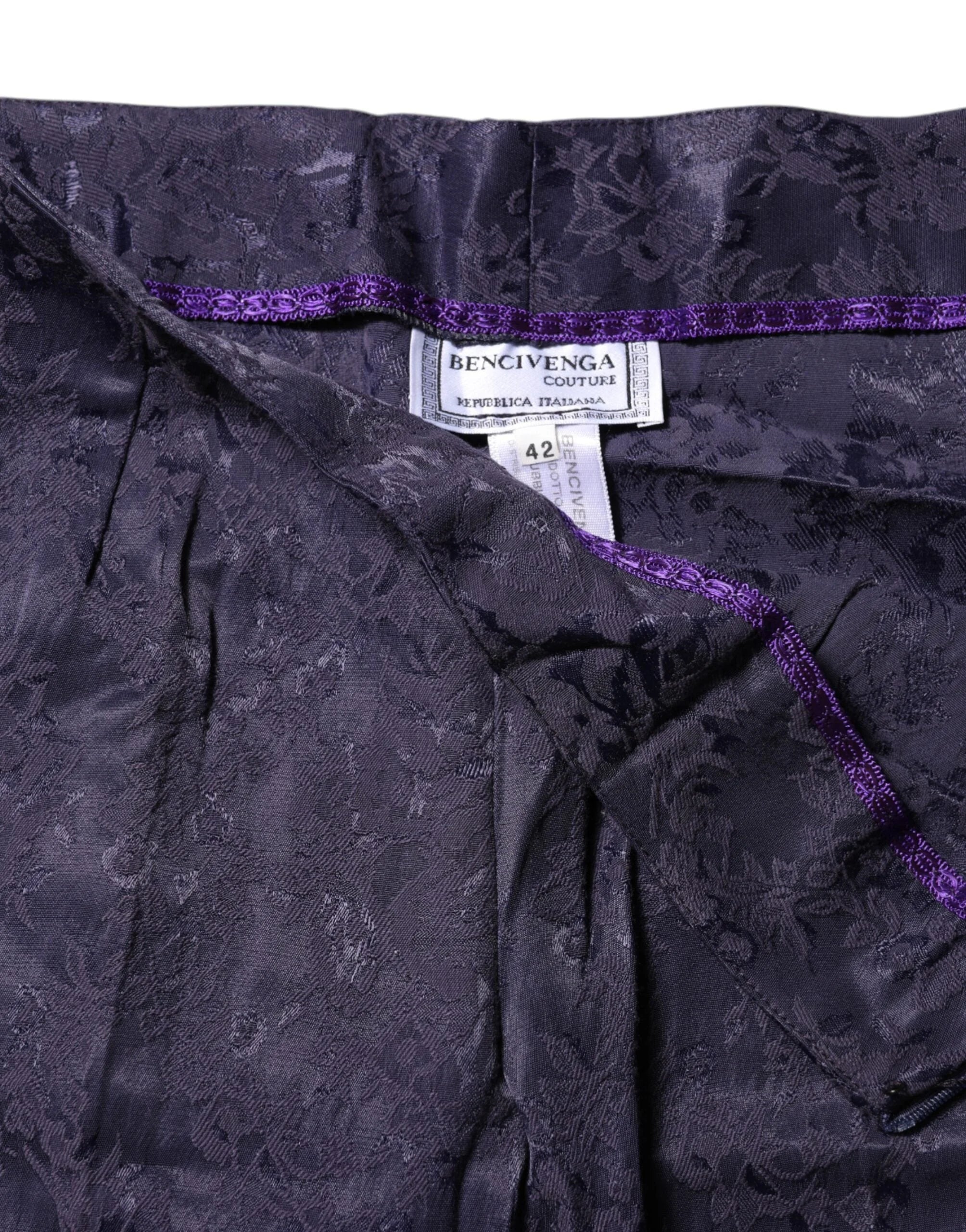 BENCIVENGA Purple Jacquard High Waisted Pants - Trousers