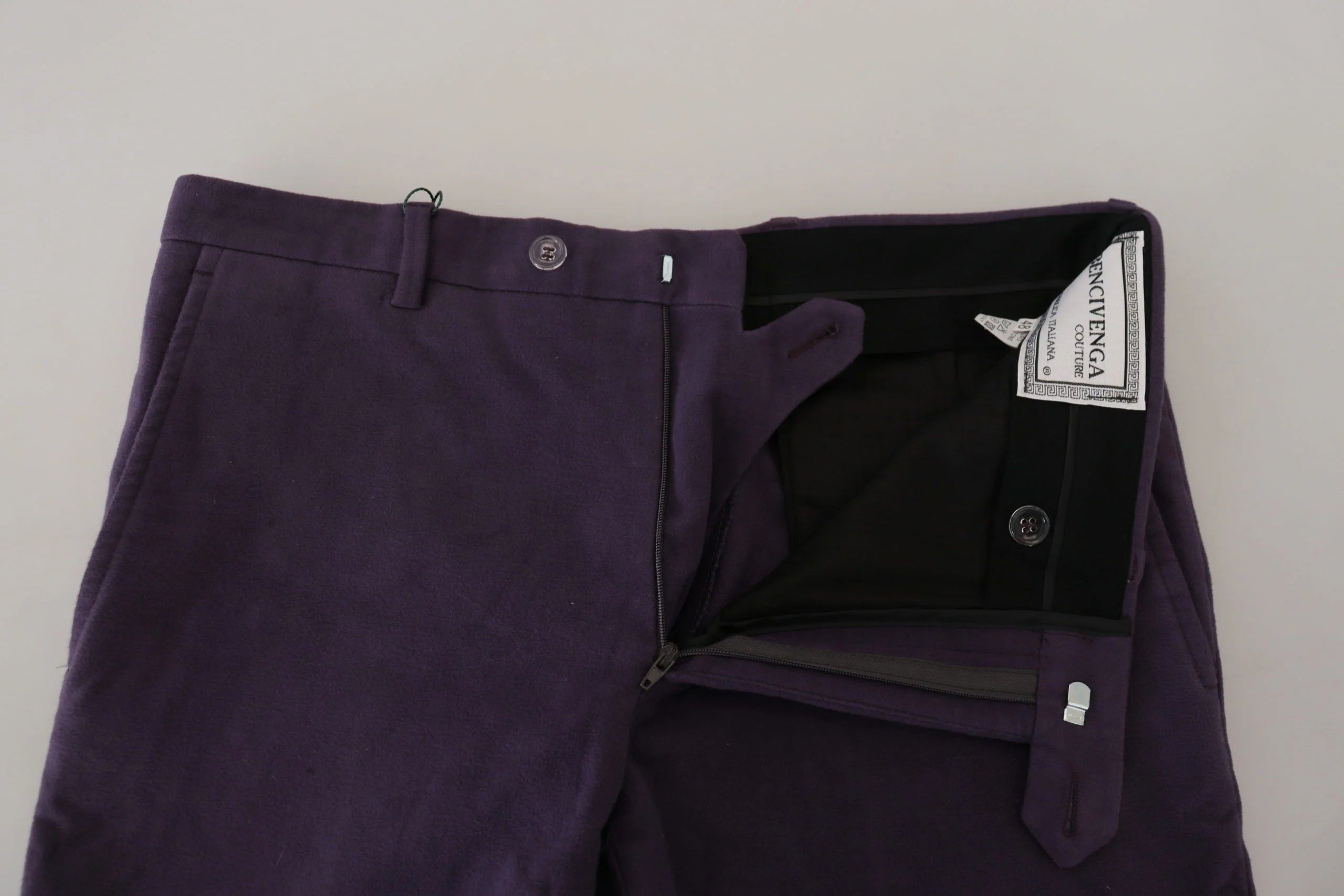 BENCIVENGA Purple Pure Cotton Tapered Mens Pants - Trousers