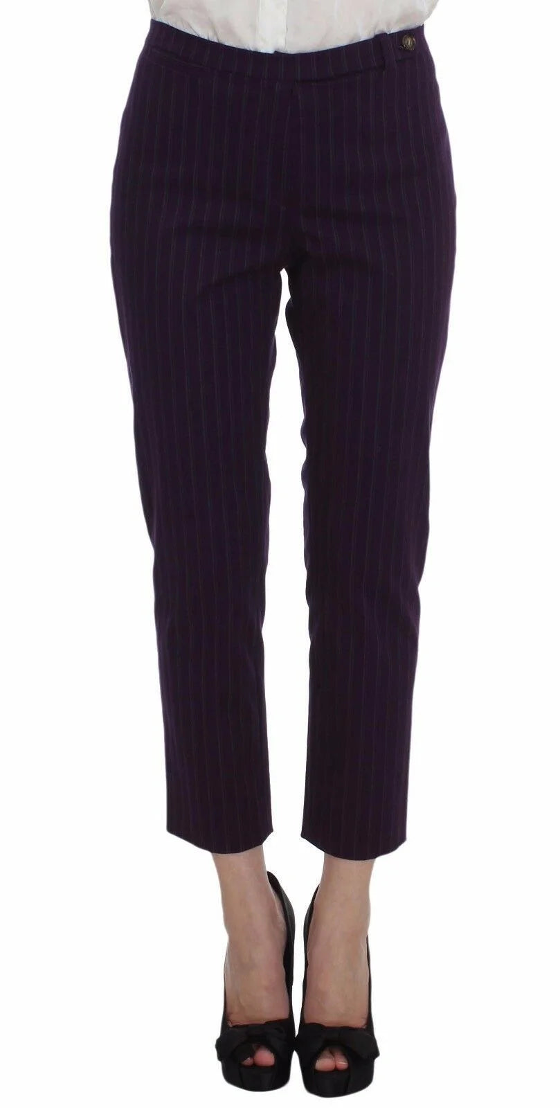 BENCIVENGA Purple Striped Stretch Coat Blazer Pants Suit - IT48 | XL - Pant Suits