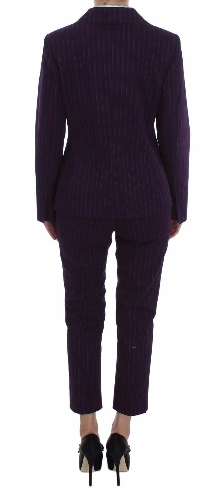 BENCIVENGA Purple Striped Stretch Coat Blazer Pants Suit - IT48 | XL - Pant Suits