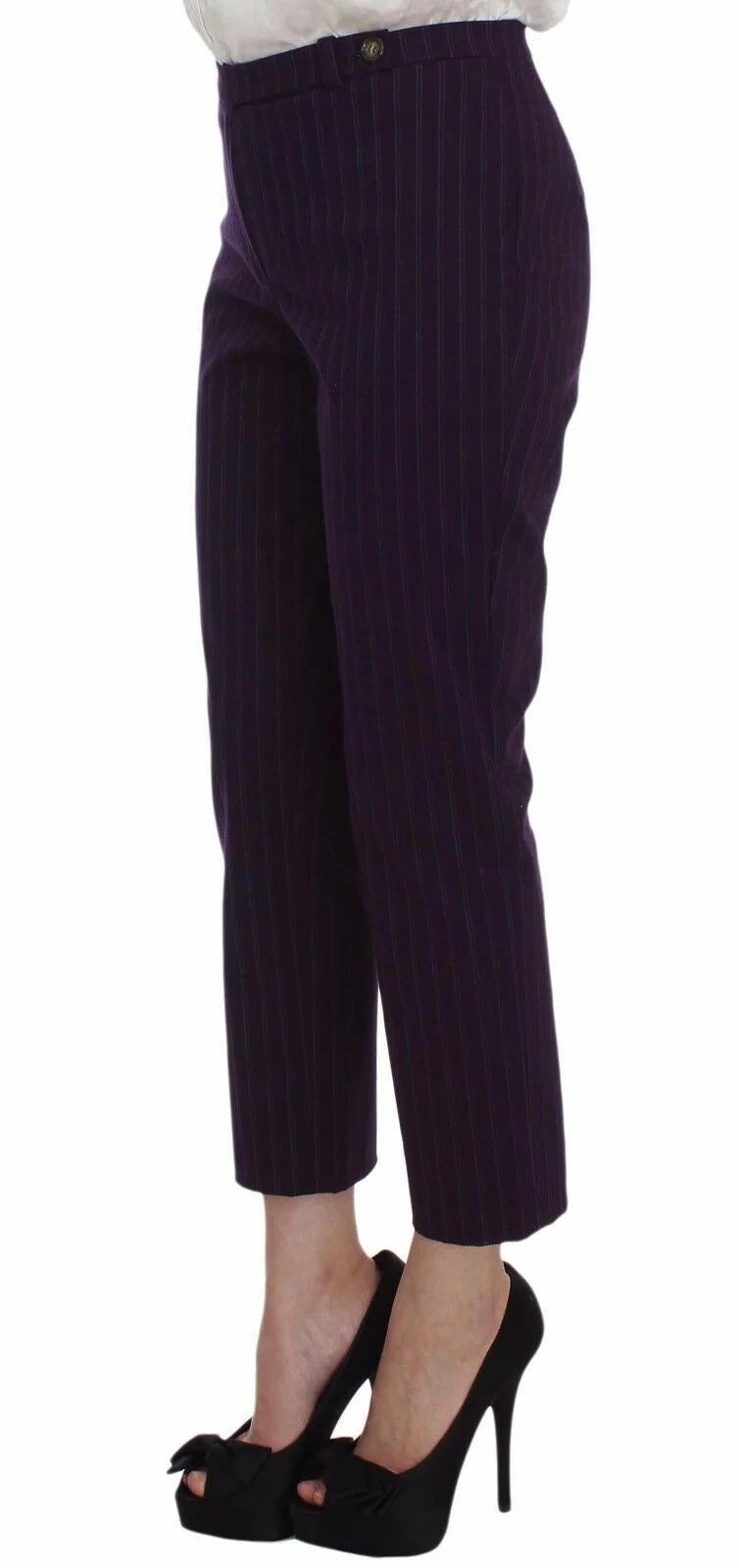 BENCIVENGA Purple Striped Stretch Coat Blazer Pants Suit - IT48 | XL - Pant Suits
