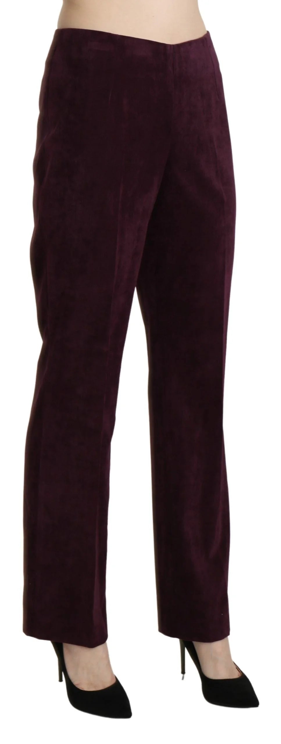 BENCIVENGA Purple Suede High Waist Straight Trouser Pants - IT48|XXL - Trousers