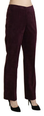 BENCIVENGA Purple Suede High Waist Straight Trouser Pants - IT48|XXL - Trousers