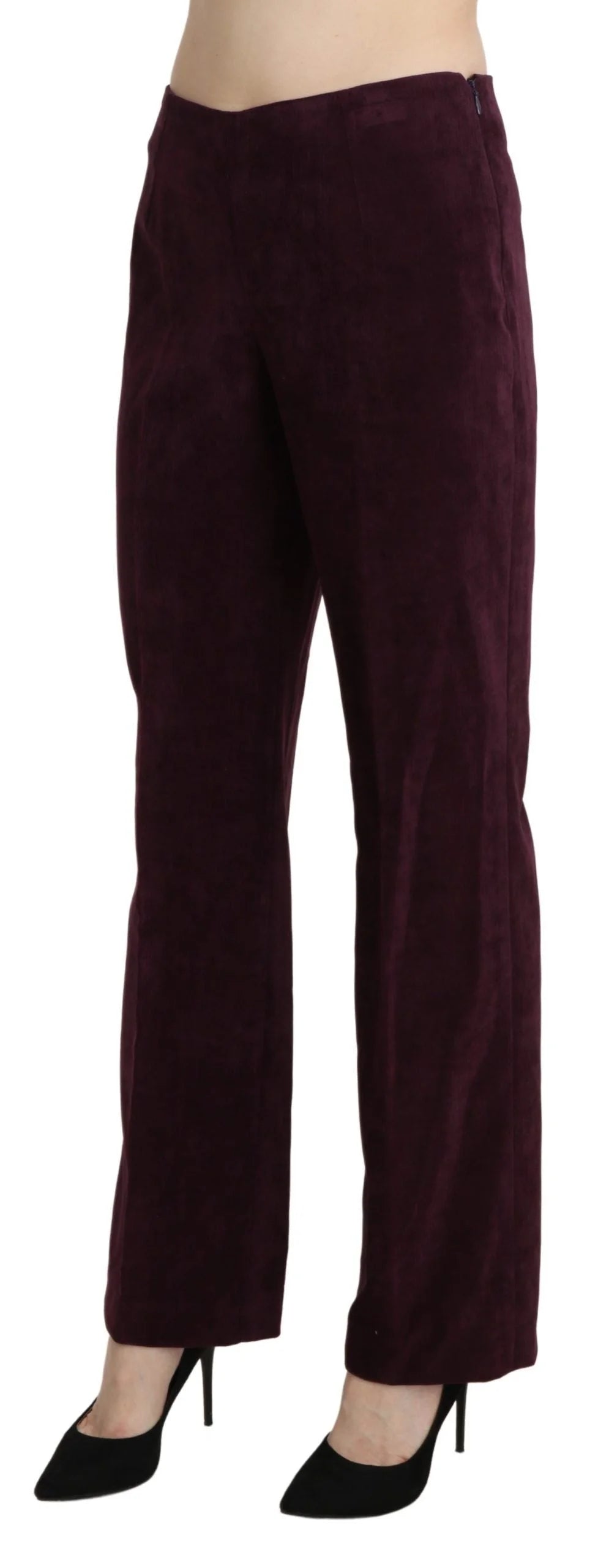 BENCIVENGA Purple Suede High Waist Straight Trouser Pants - IT48|XXL - Trousers